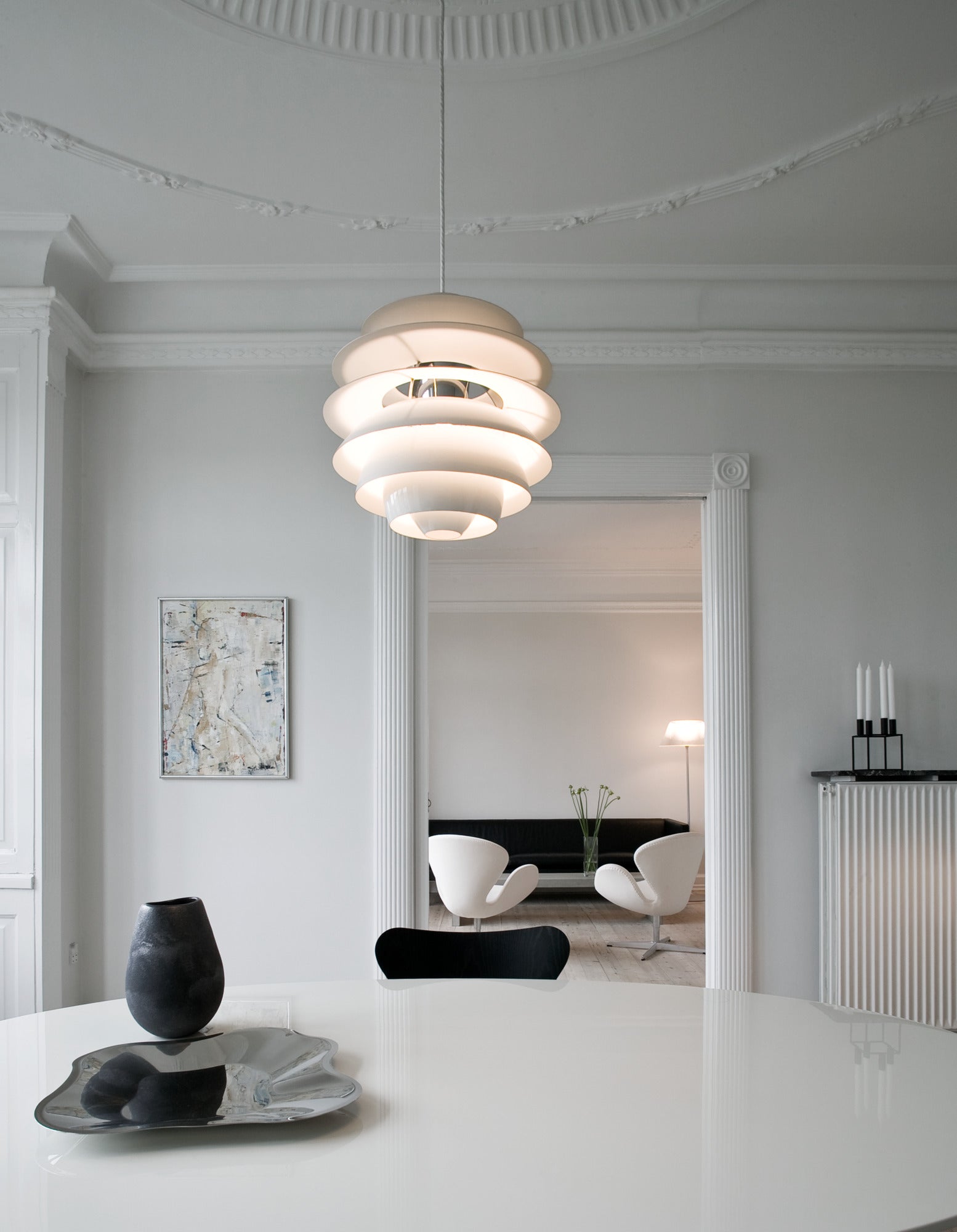 Lampa wisząca PH SNOWBALL biały z chromowanym wykończeniem – Louis Poulsen