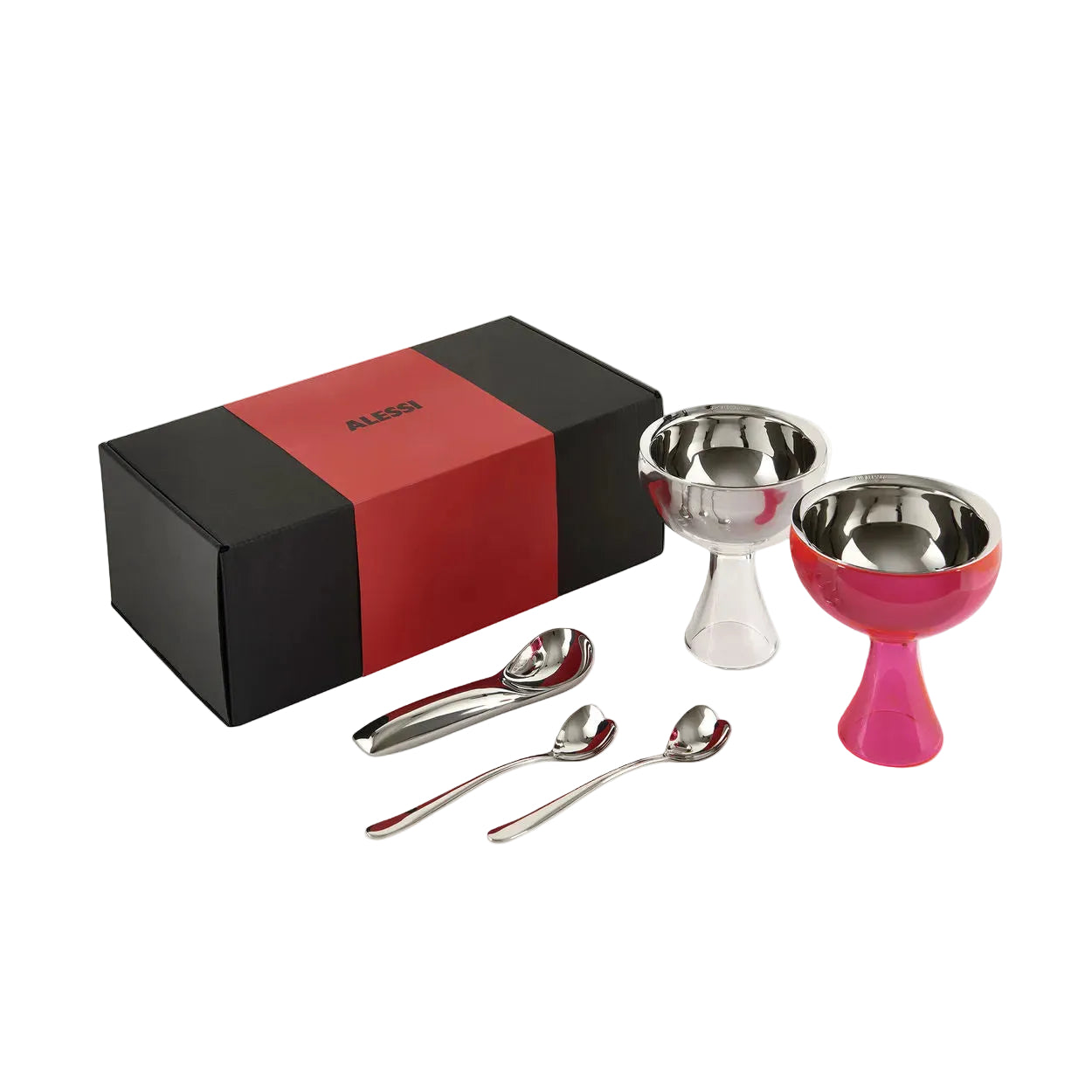 Sada na zmrzlinu ALESSI & ICE CREAM růžová a stříbrná