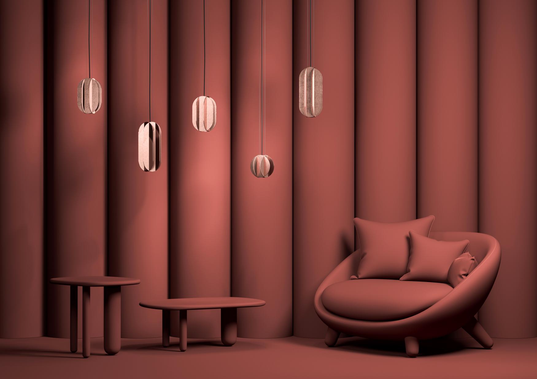 Oval pendant lamp EL steel