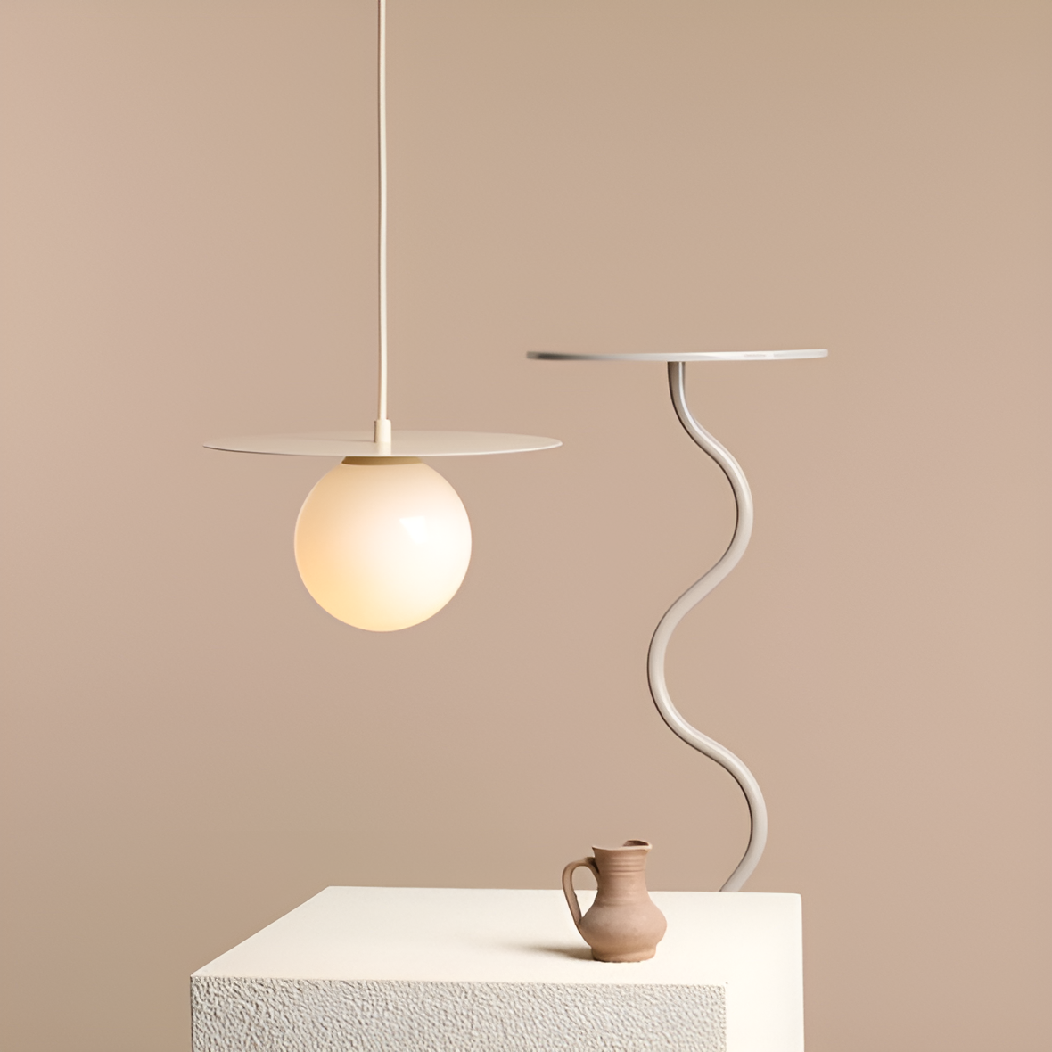 Hanging lamp cream loop