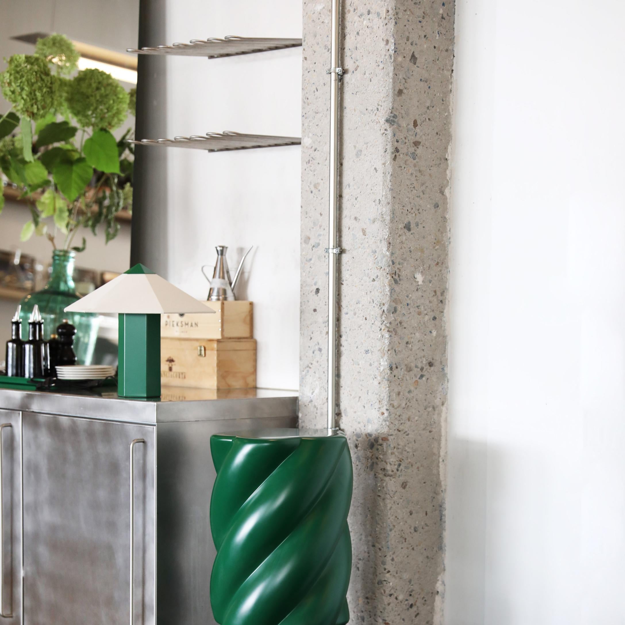 PHIRA Table Lamp Green with Linen Shade