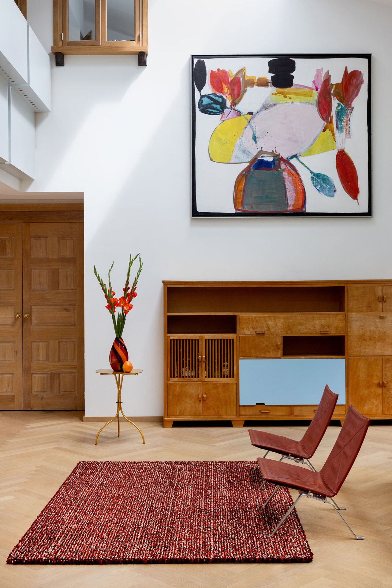 Koberec POP ART červený s dlouhým vlasem