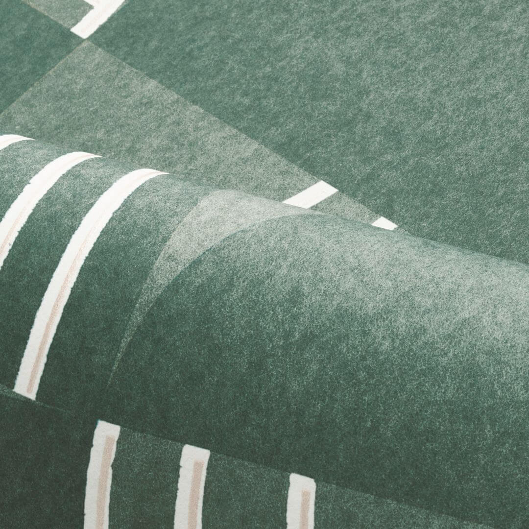 Non-woven wallpaper with a geometric pattern ANNÉES 30 - SEA GREEN gris vert