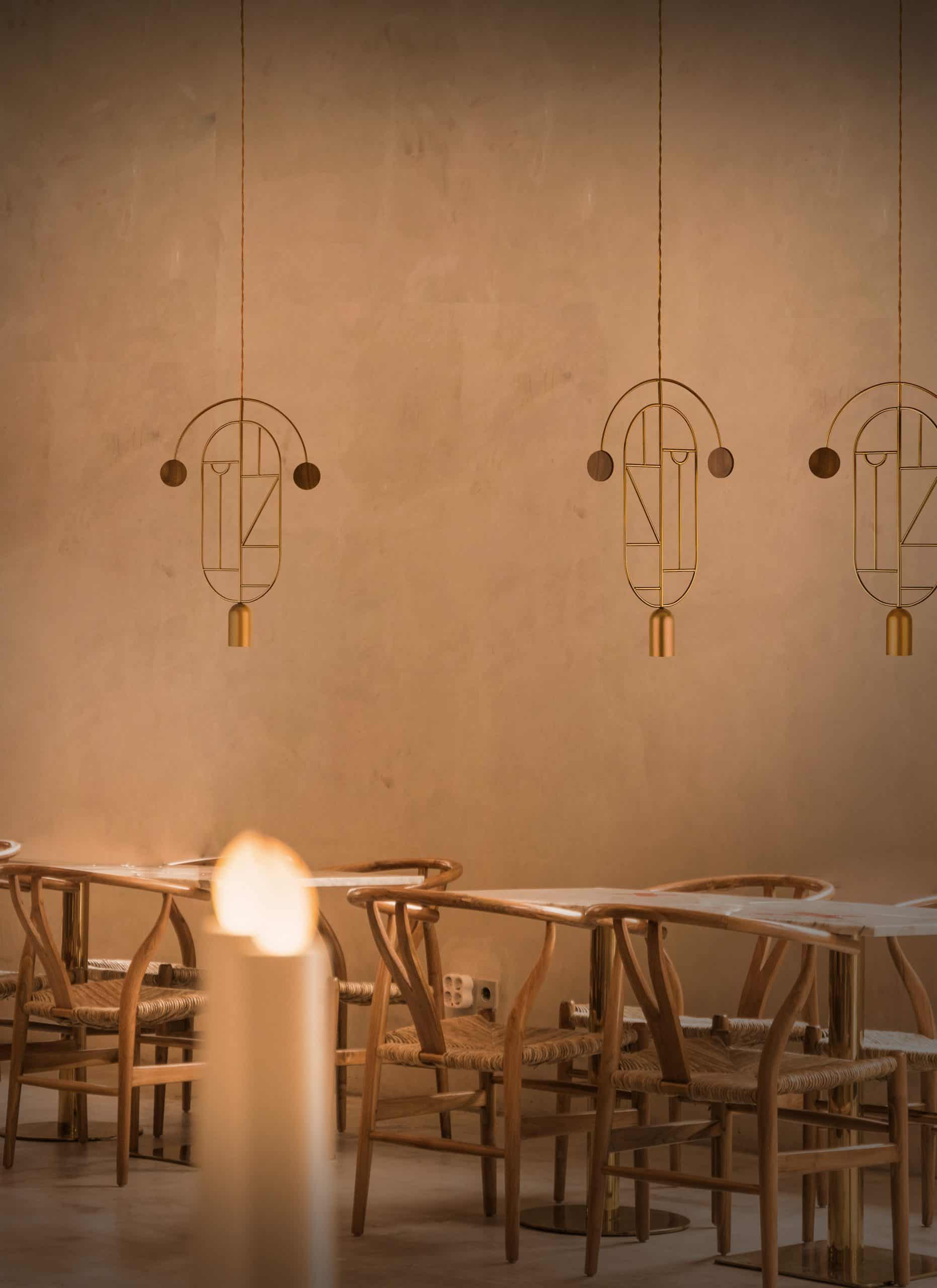 WOODEN DOTS WDS13 Pendant Lamp in Brass with Walnut Wood