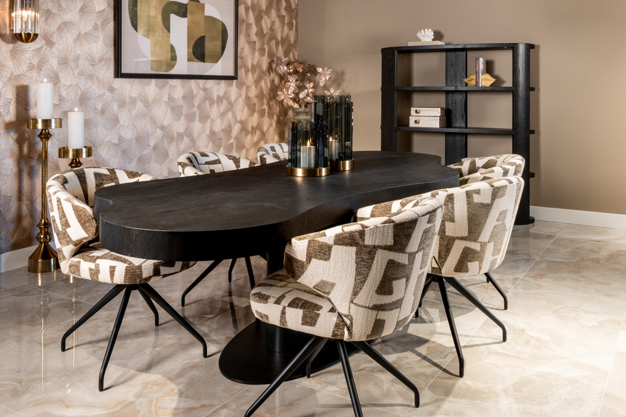 MILLY Cream Swivel Chair with Black Base