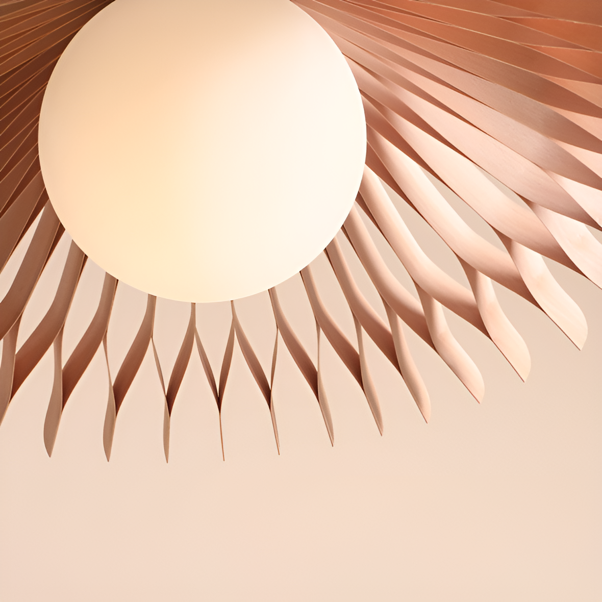 Nature sun hanging lamp beech wood