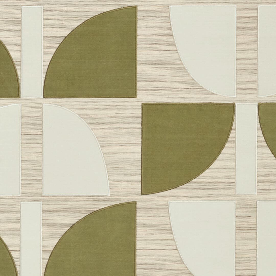 Plant fiber wallpaper with geometric pattern HIKARI - IVORY KHAKI ivory with khaki