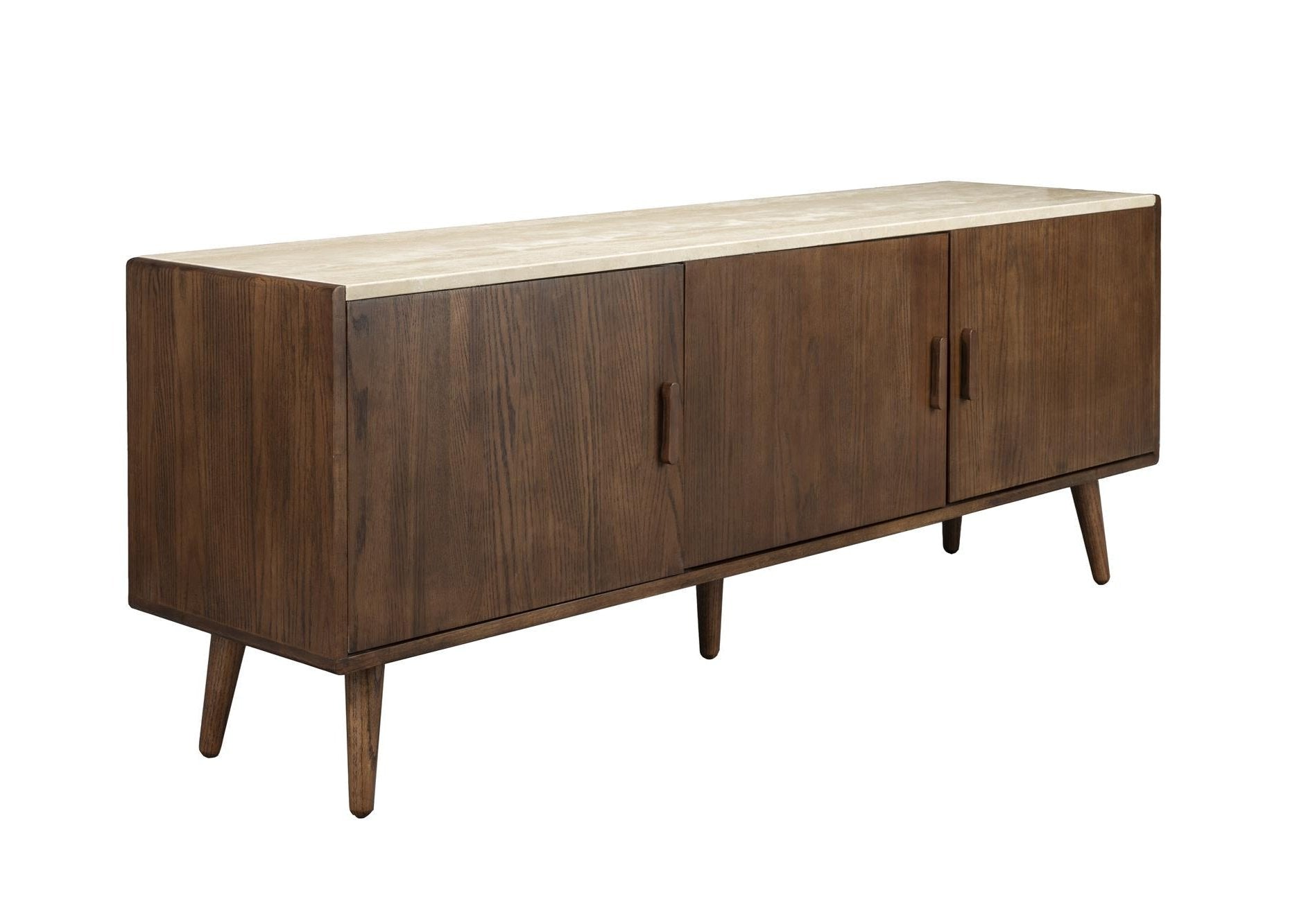 Komoda ARDA krémový travertin s dubovým dřevem