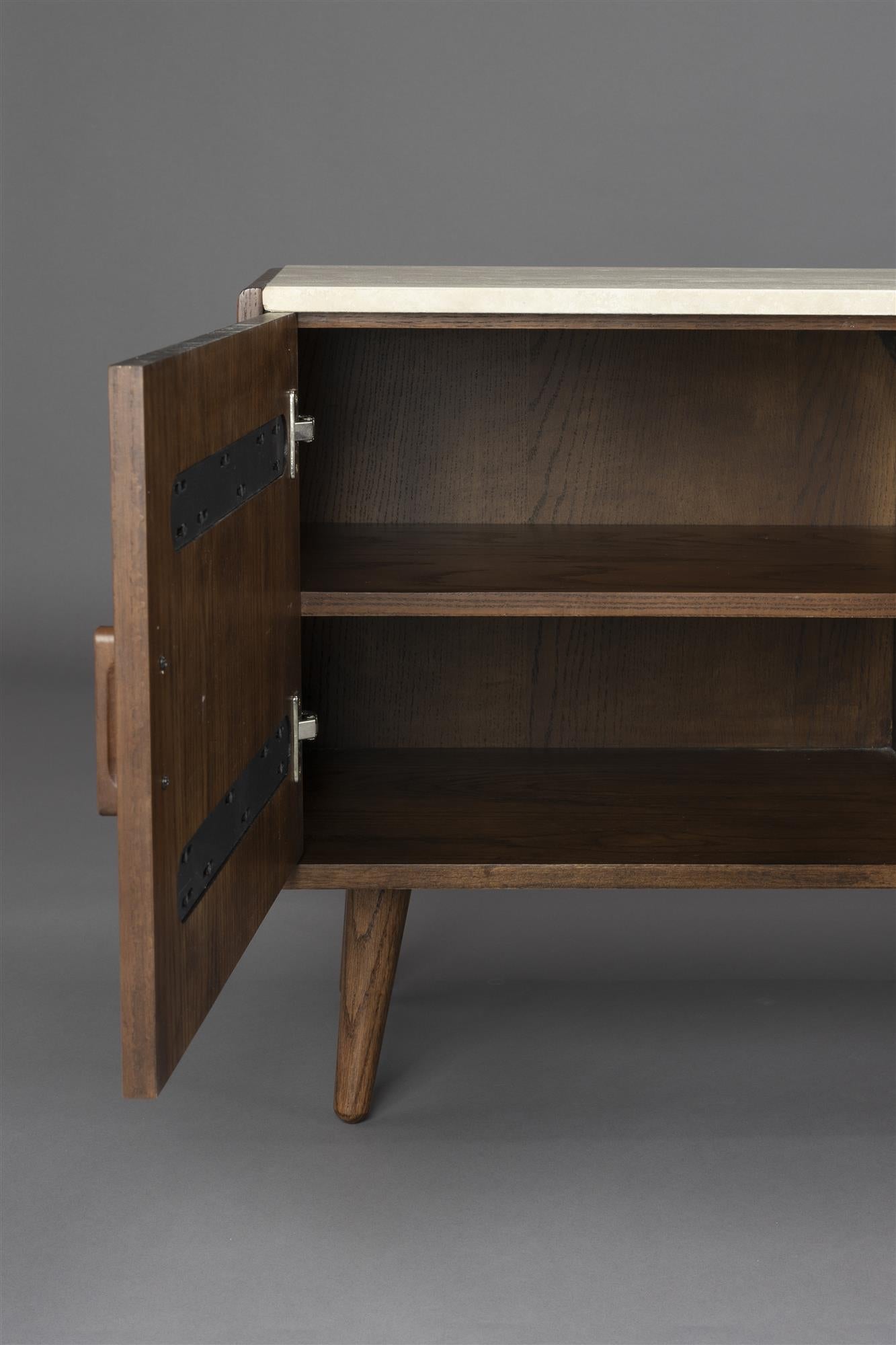 Komoda ARDA krémový travertin s dubovým dřevem