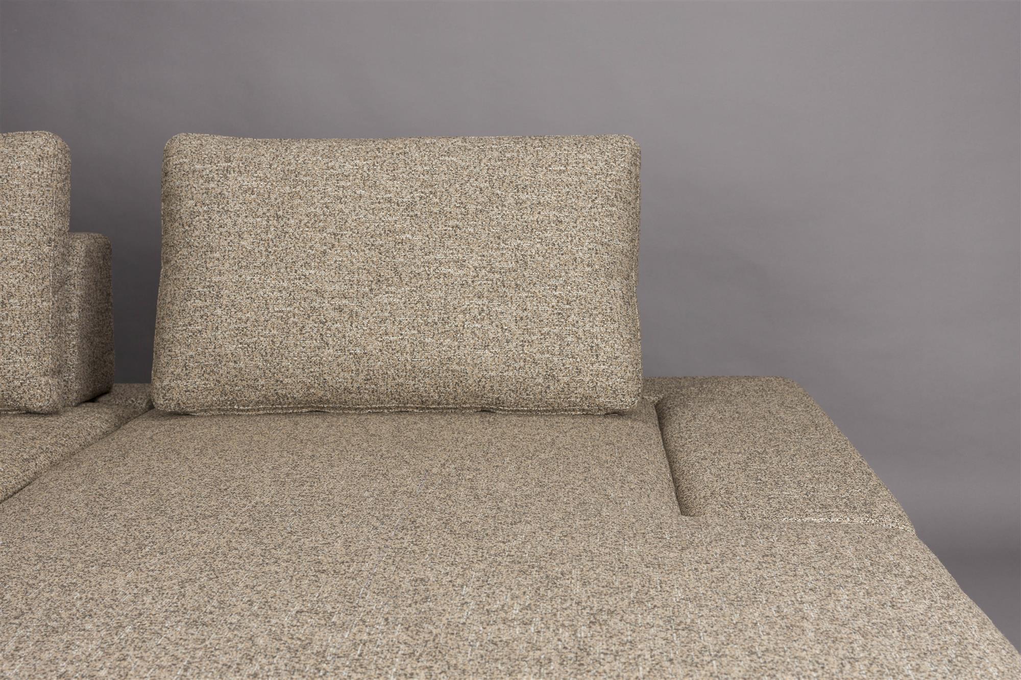 Rohová sedačka SHELLY tmavě béžový melír s černým podstavcem