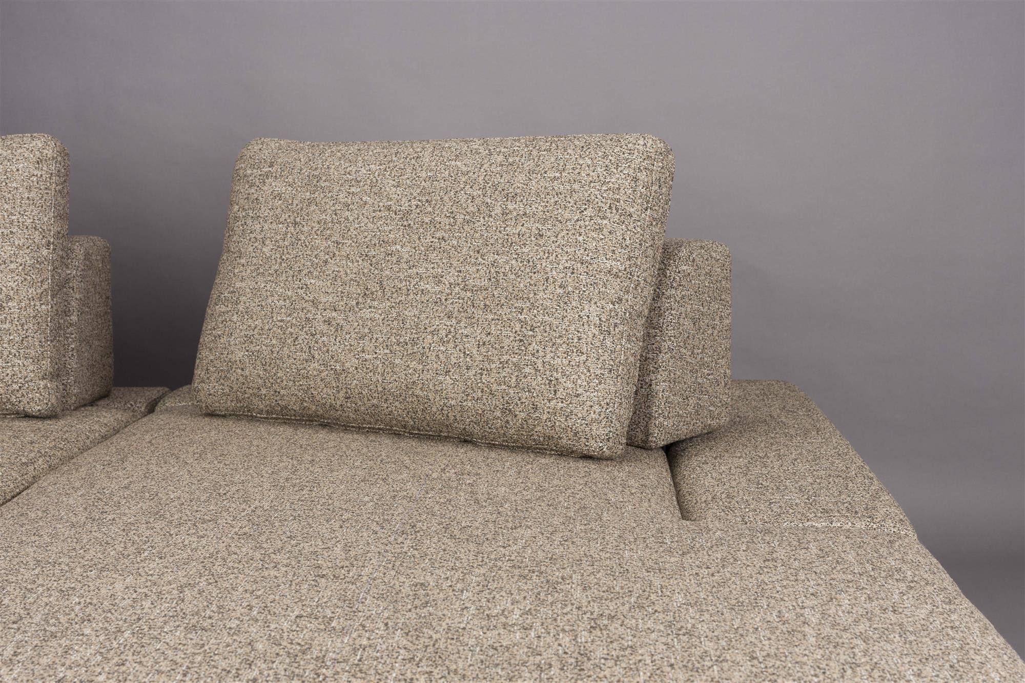 Rohová sedačka SHELLY tmavě béžový melír s černým podstavcem