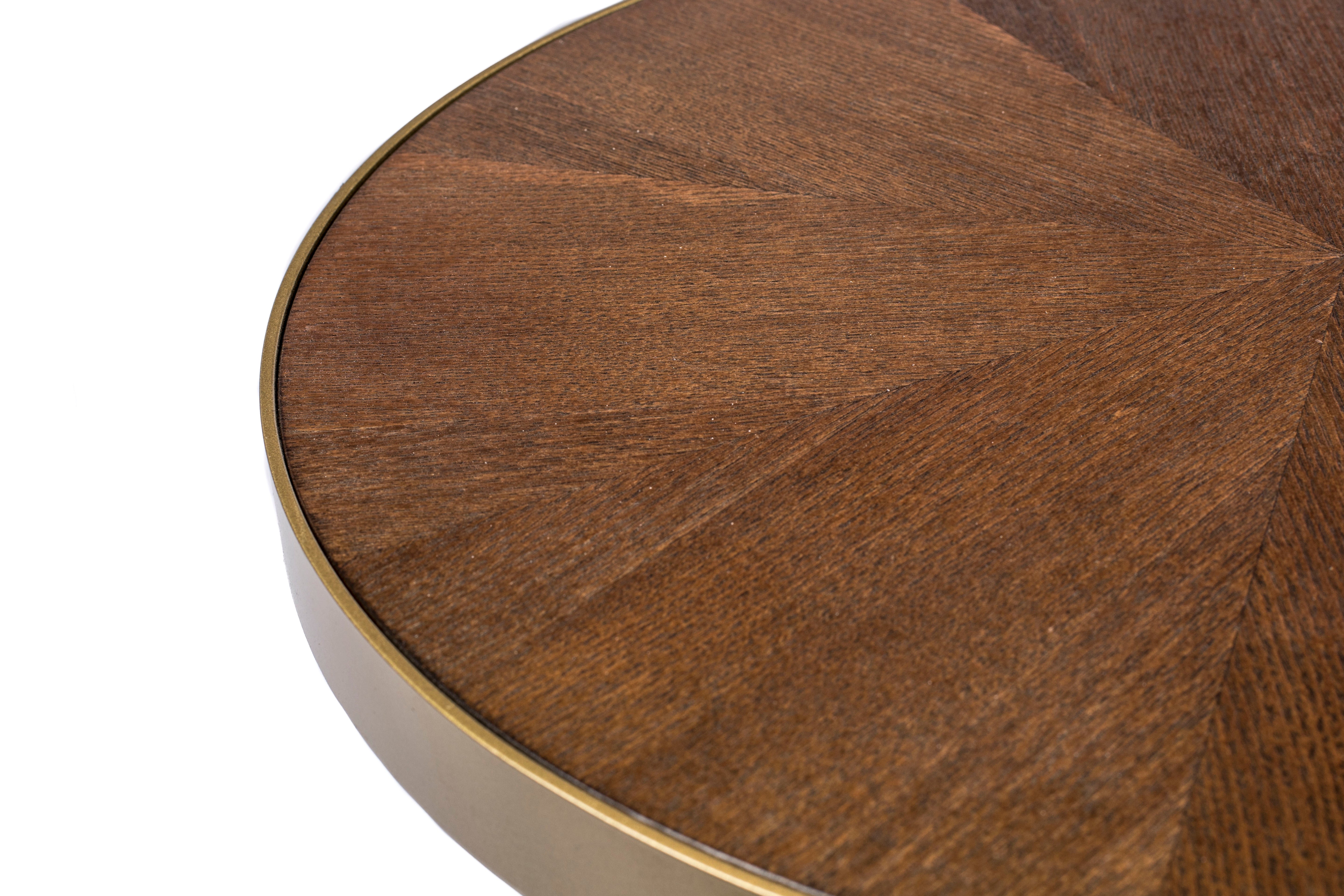 DENISE brown table with a black base