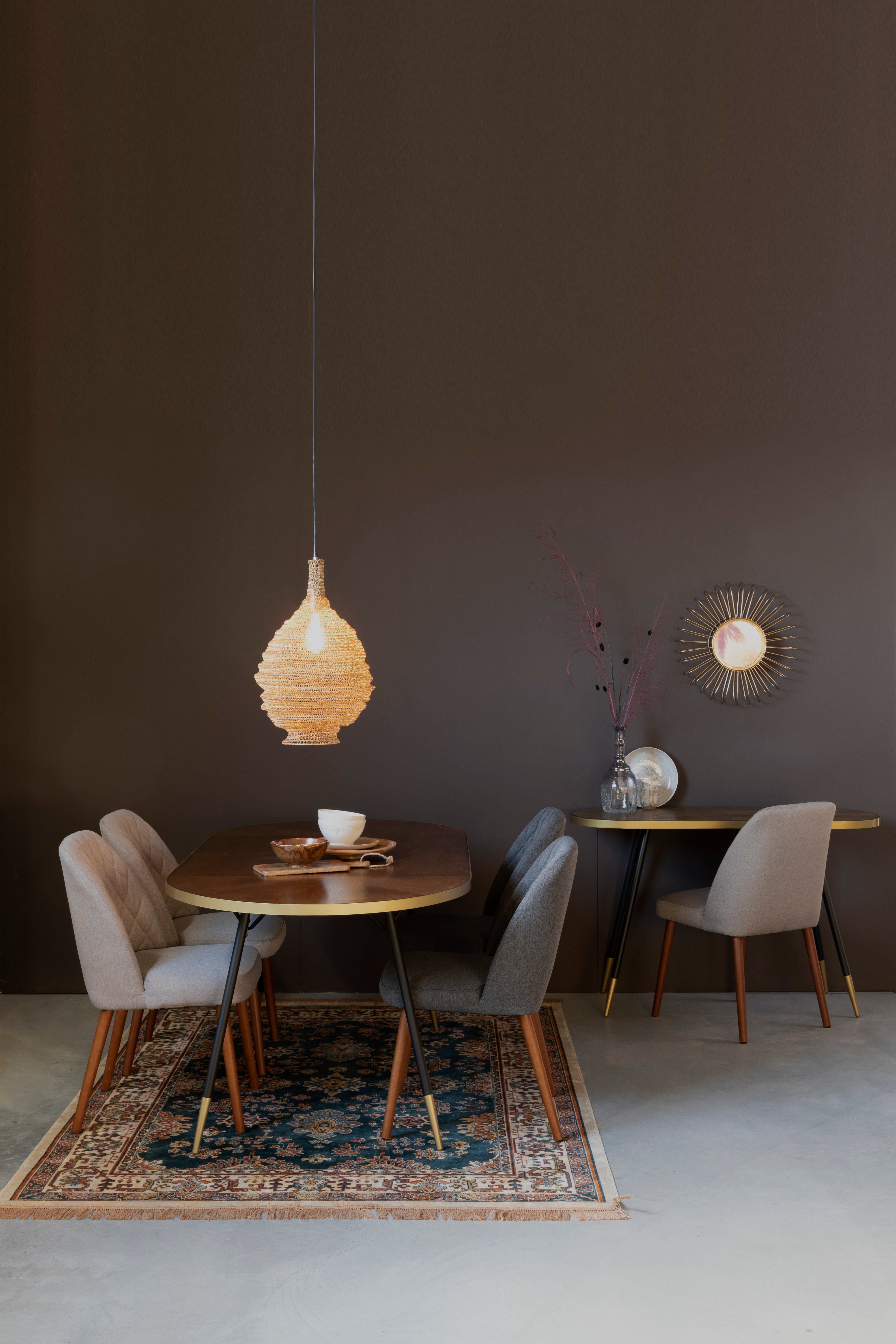 DENISE brown table with a black base