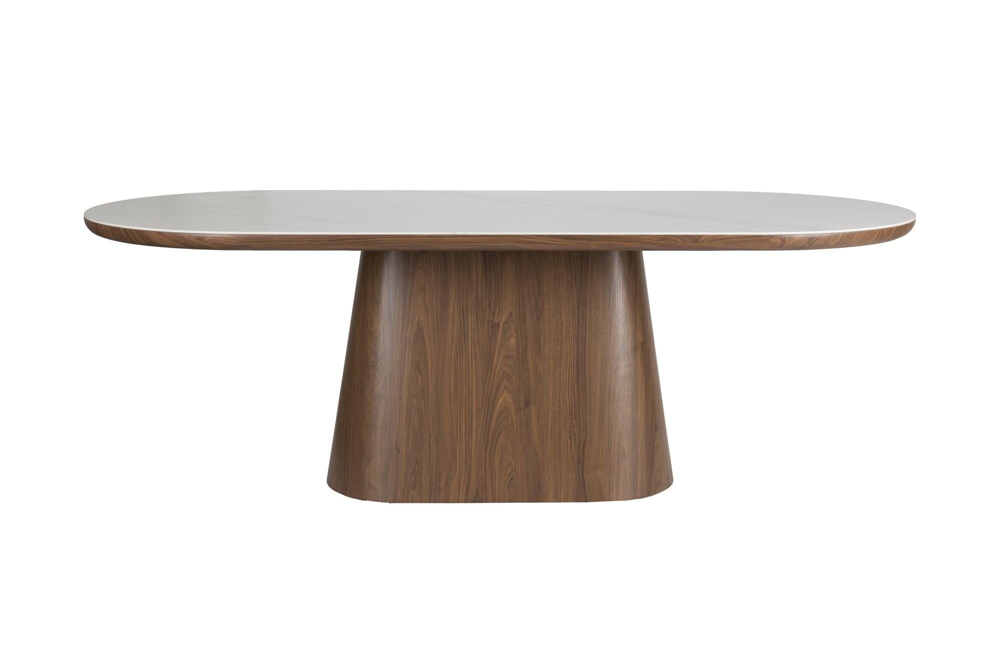 ALMIRA walnut table with marble imitation