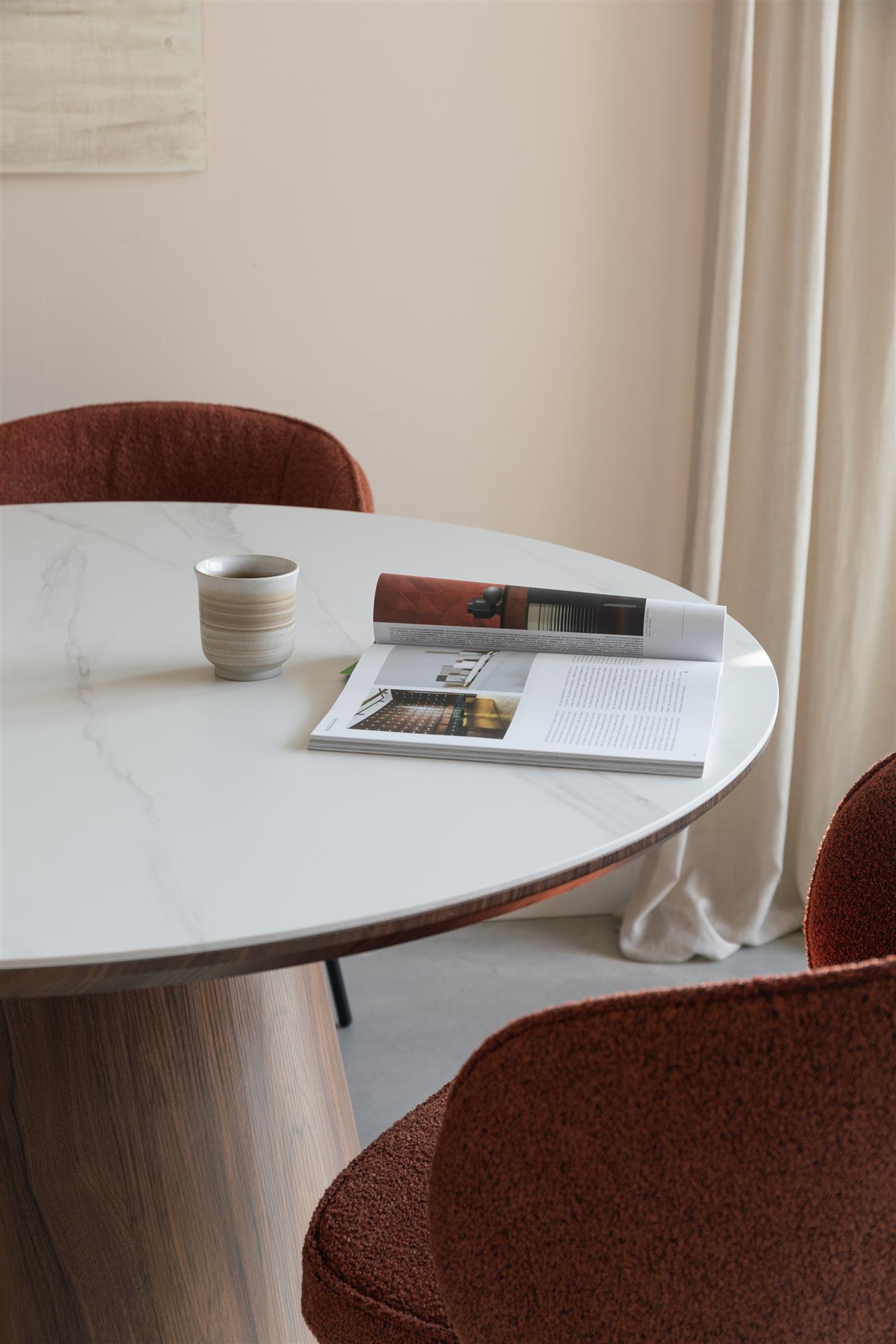 ALMIRA walnut table with marble imitation