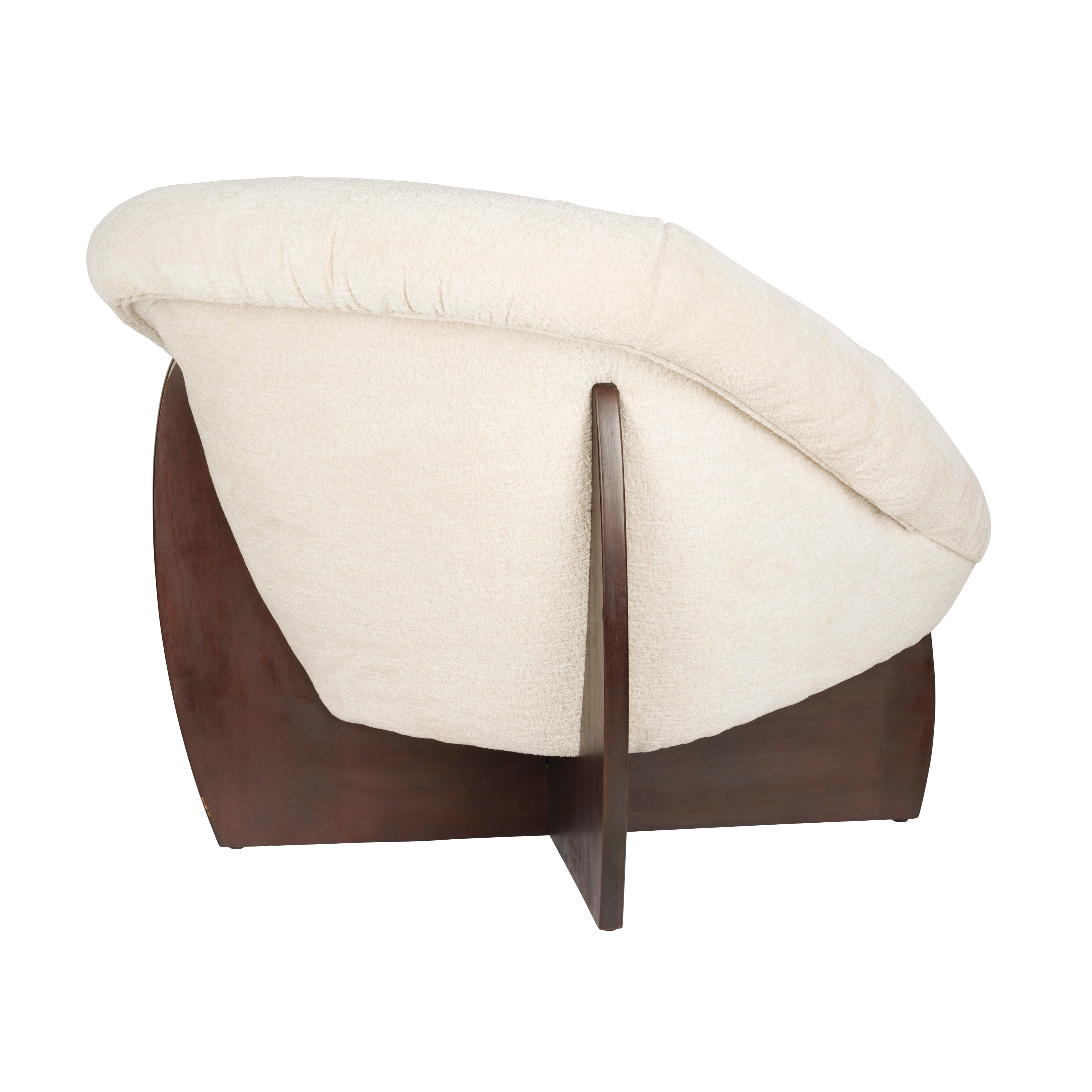 EMILIUS Armchair in Beige with Wooden Base