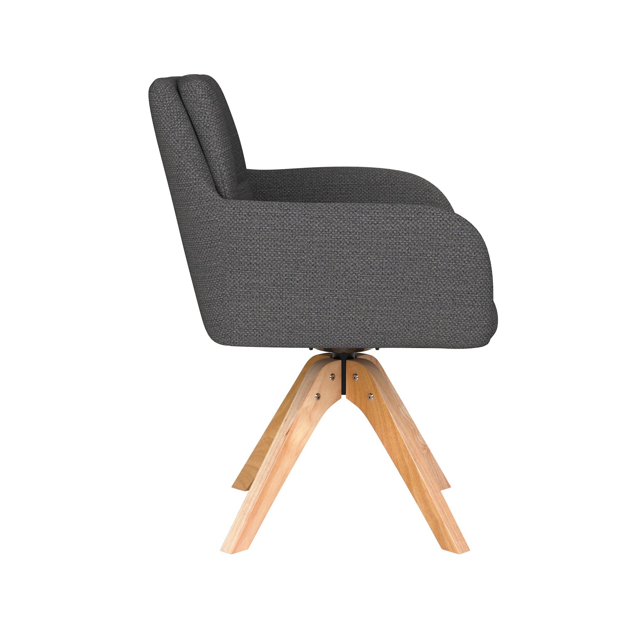 PETE swivel chair gray with wooden base