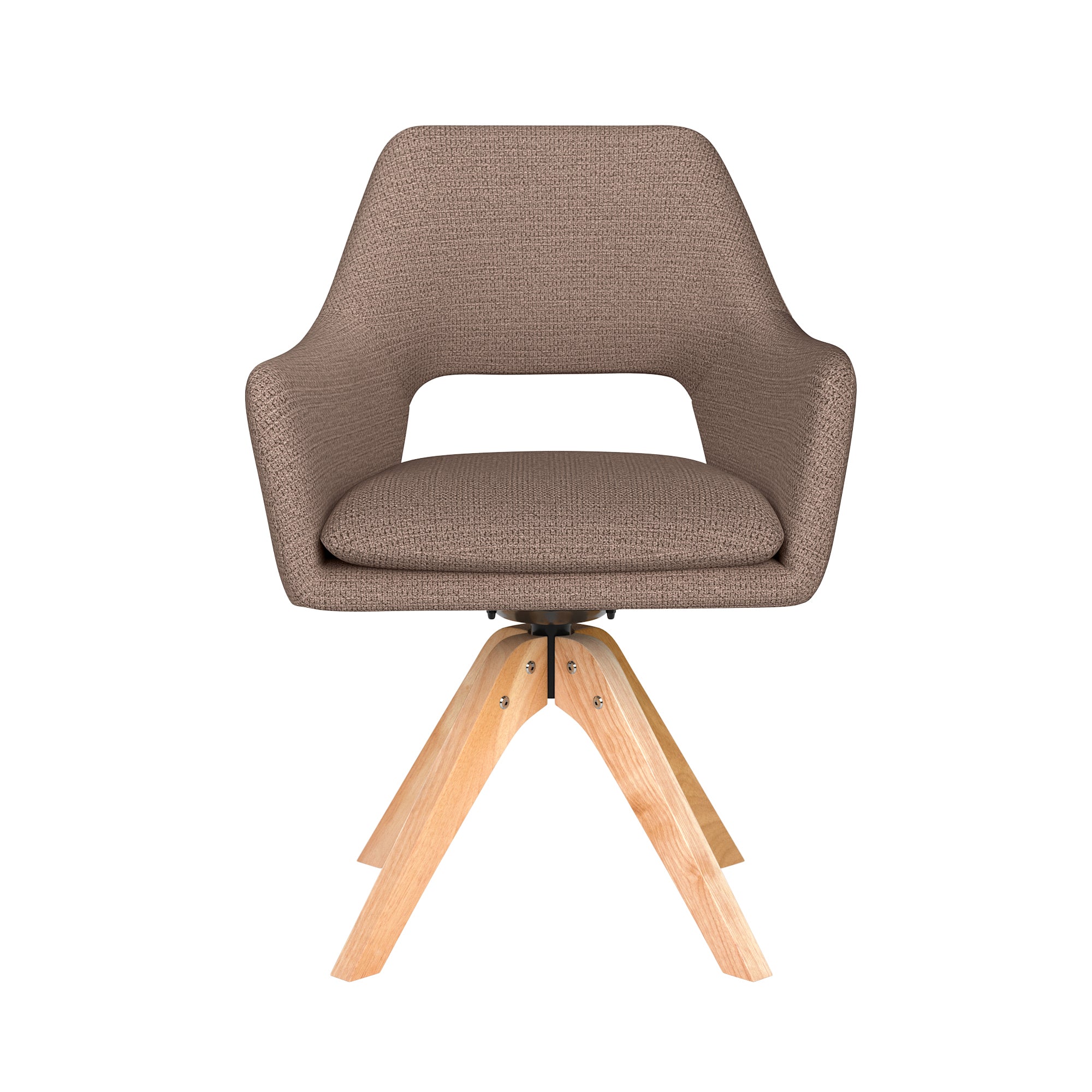 MOS taupe swivel chair with wooden base