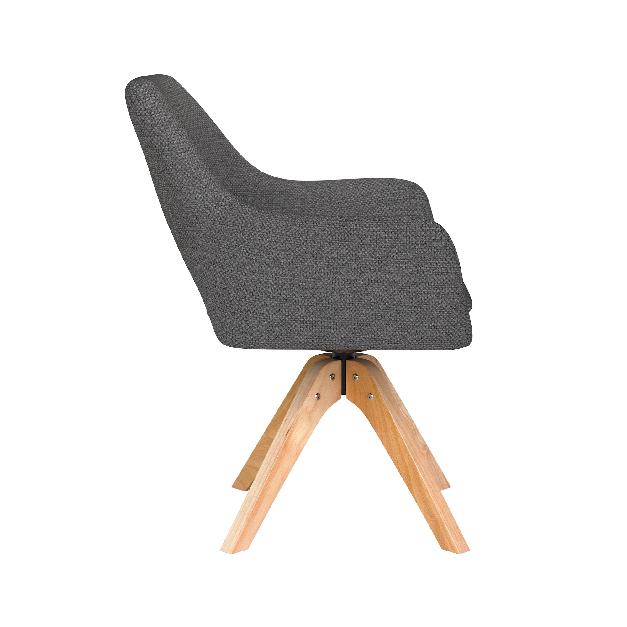 MOS gray swivel chair with wooden base