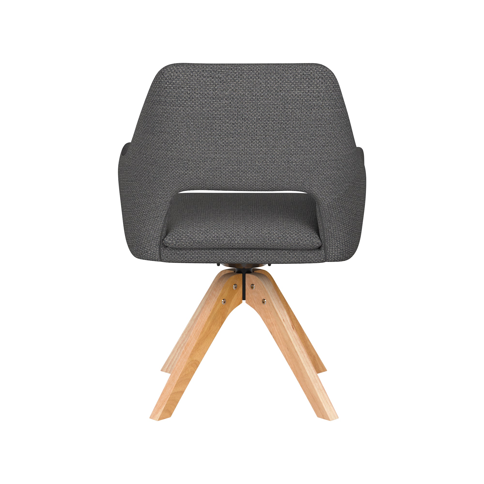 MOS gray swivel chair with wooden base
