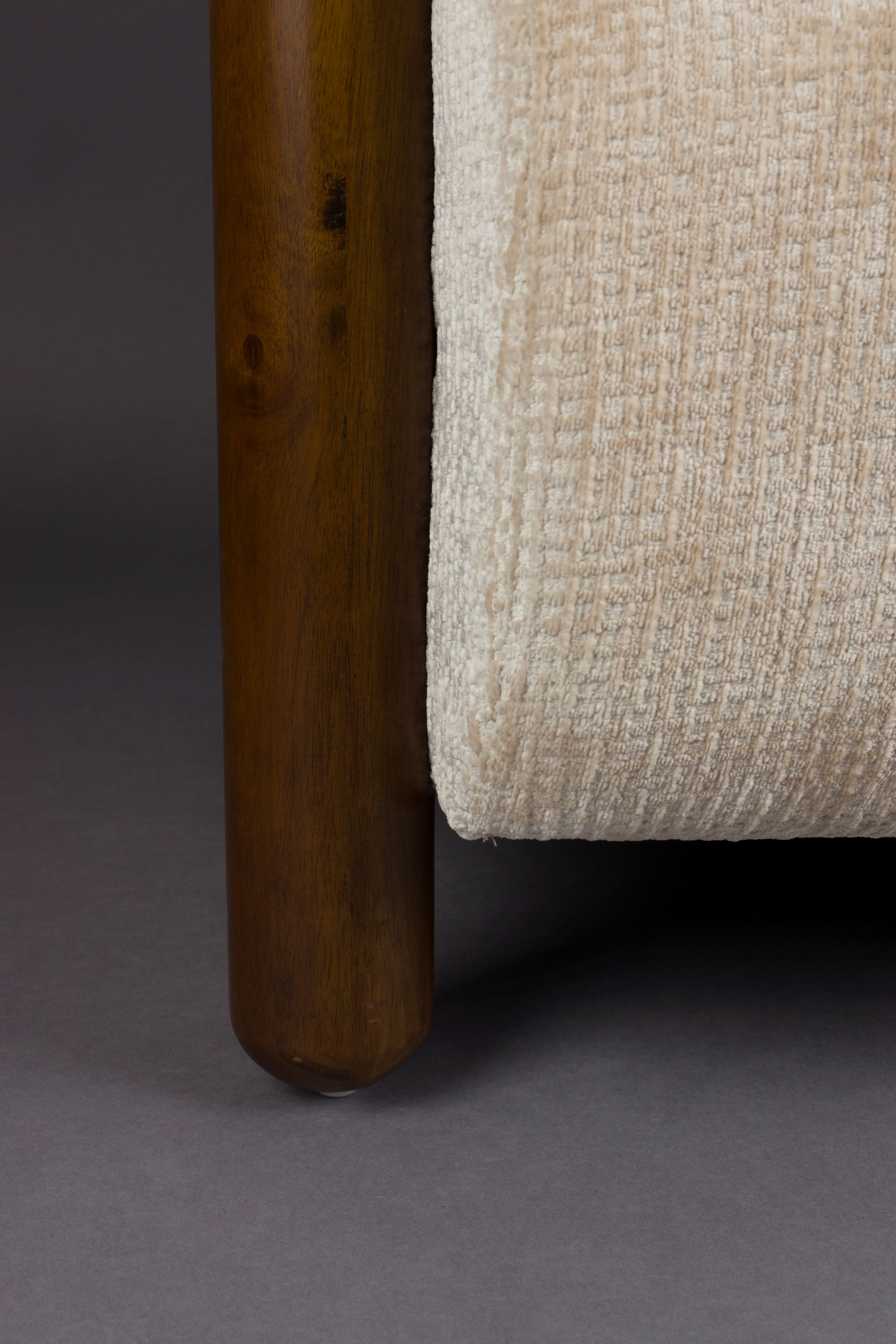 ROBINSON beige armchair with wooden base