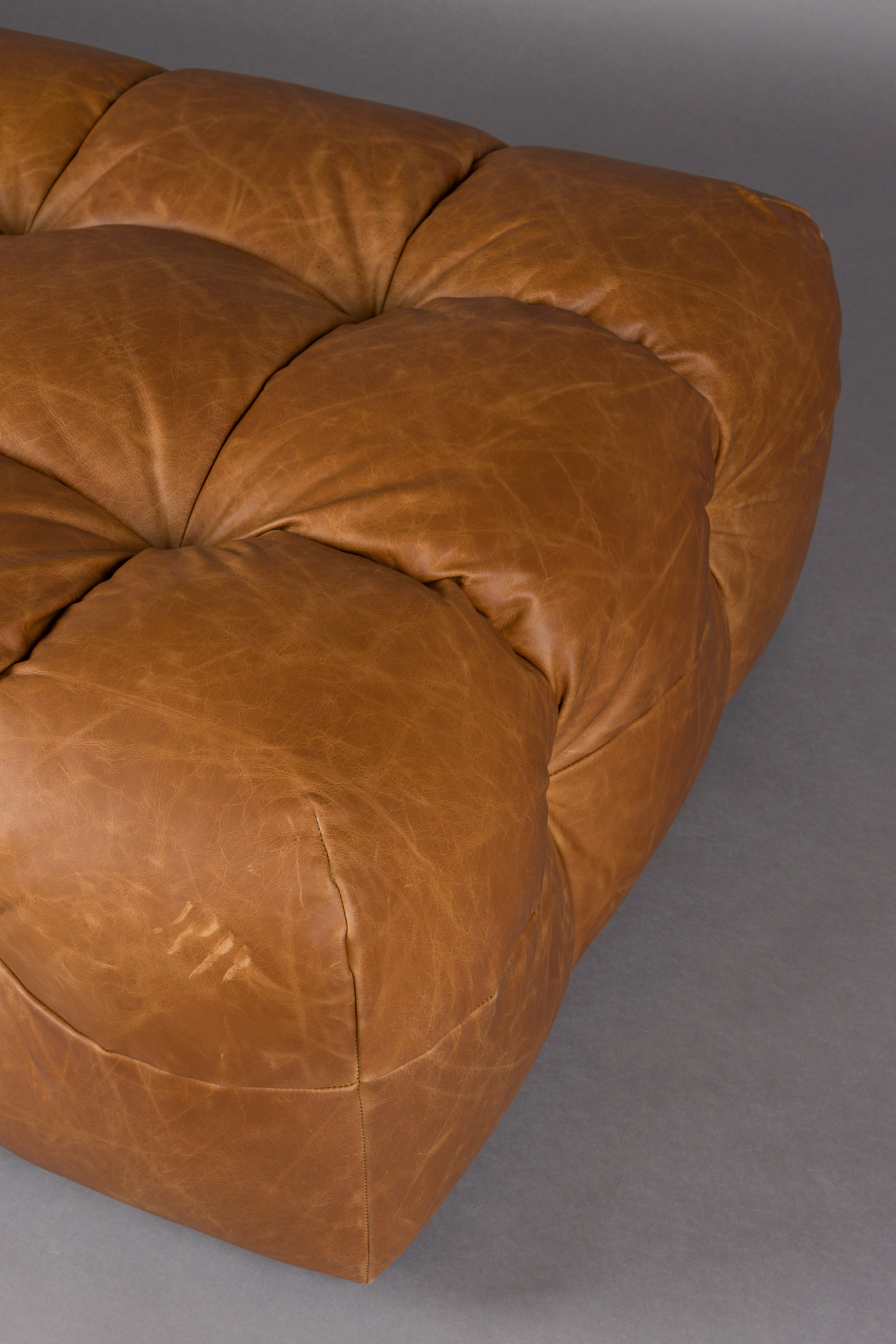 Hackman Pouf in Cognac Leather
