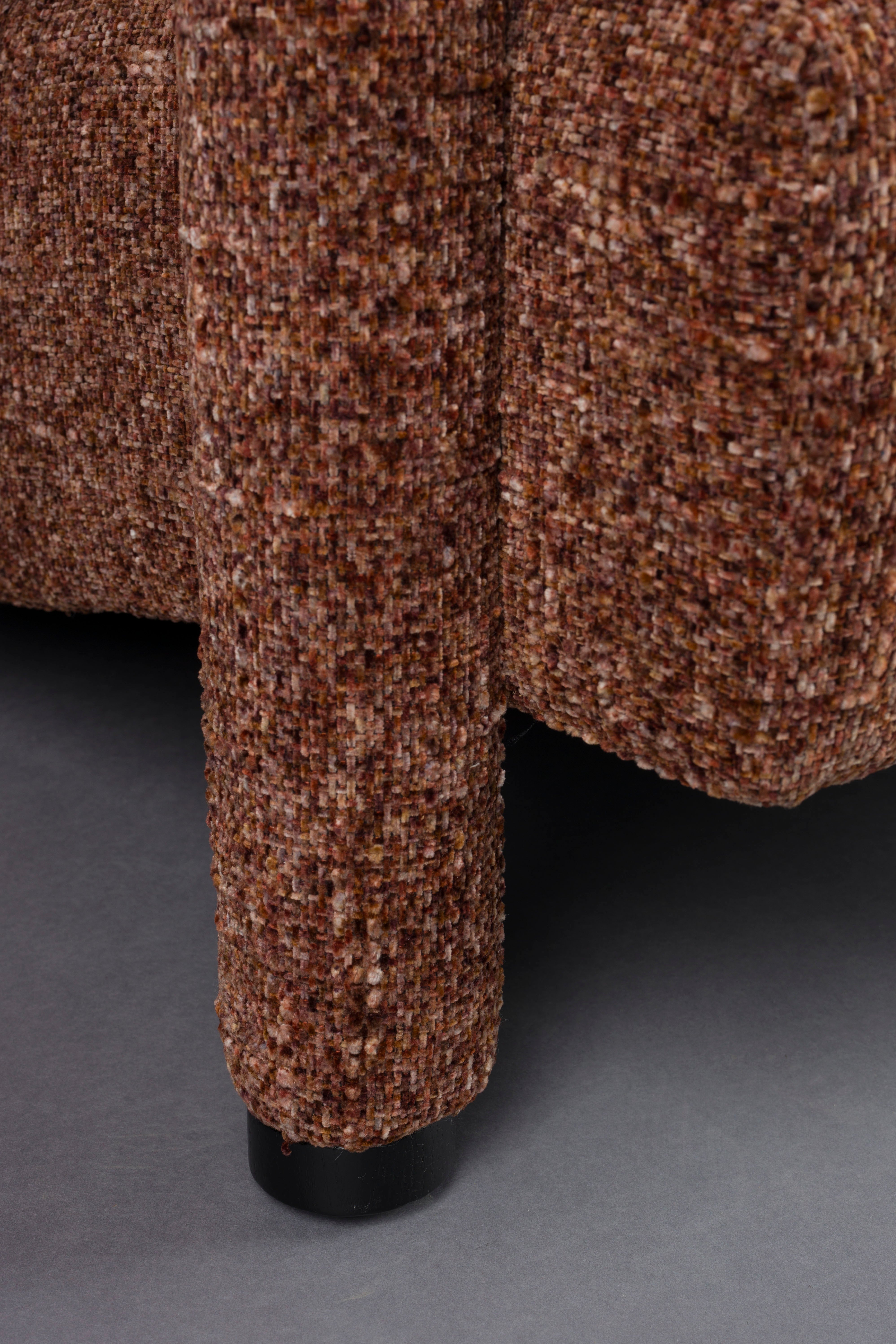 KENT armchair in burgundy with red