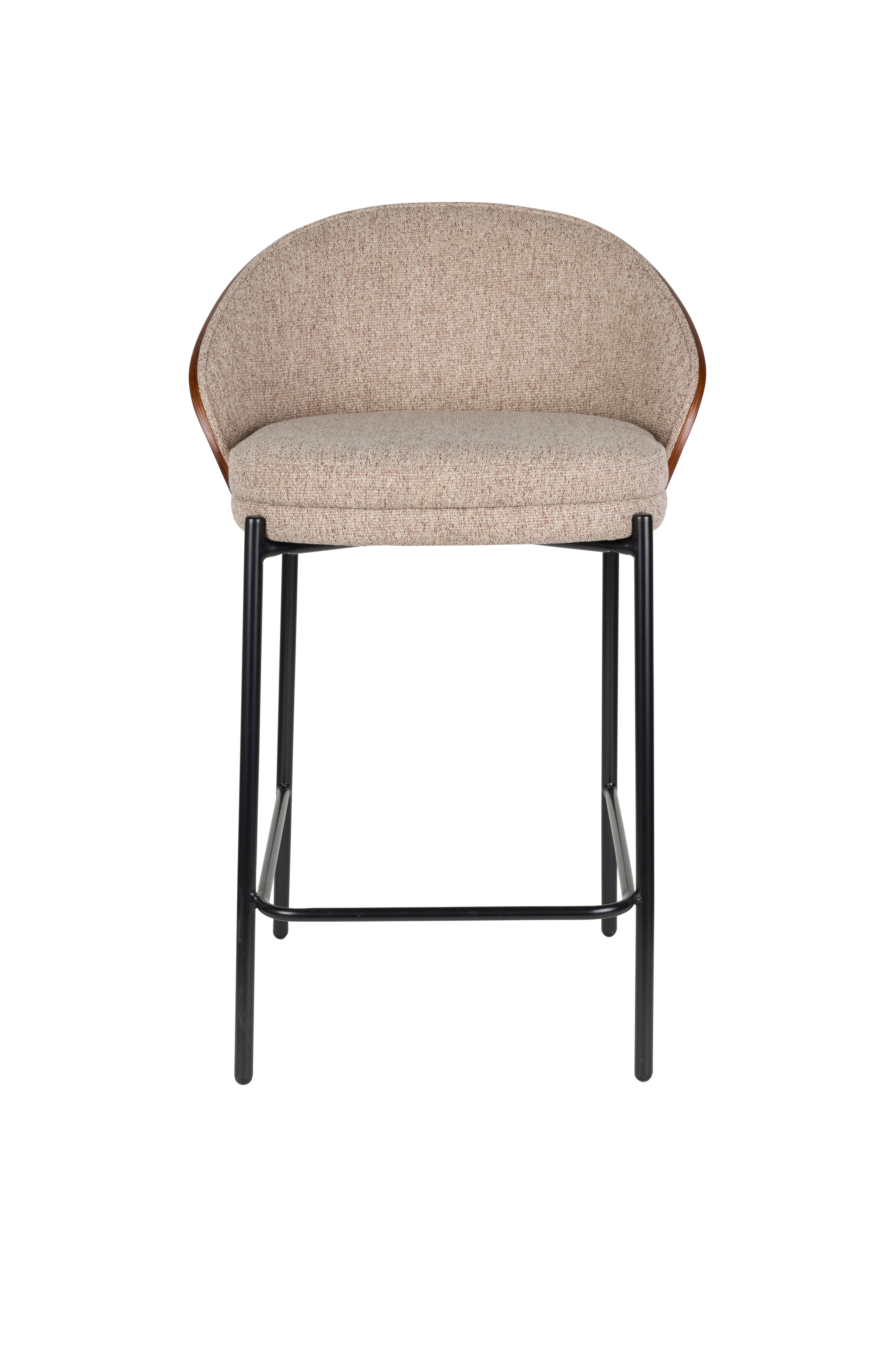 RODIN Beige Bar Stool with Wooden Base