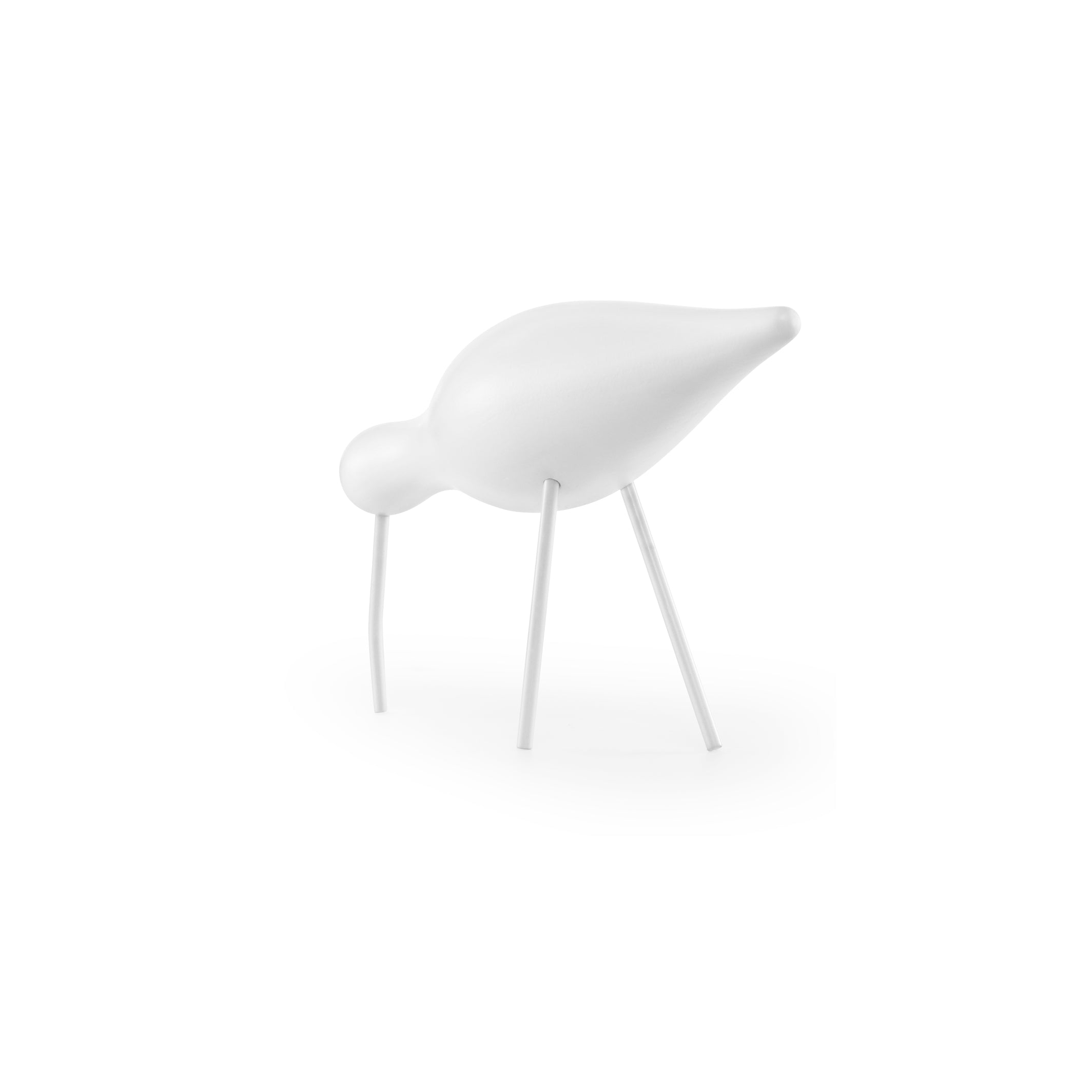 Shorebird white wooden figurine with white legs