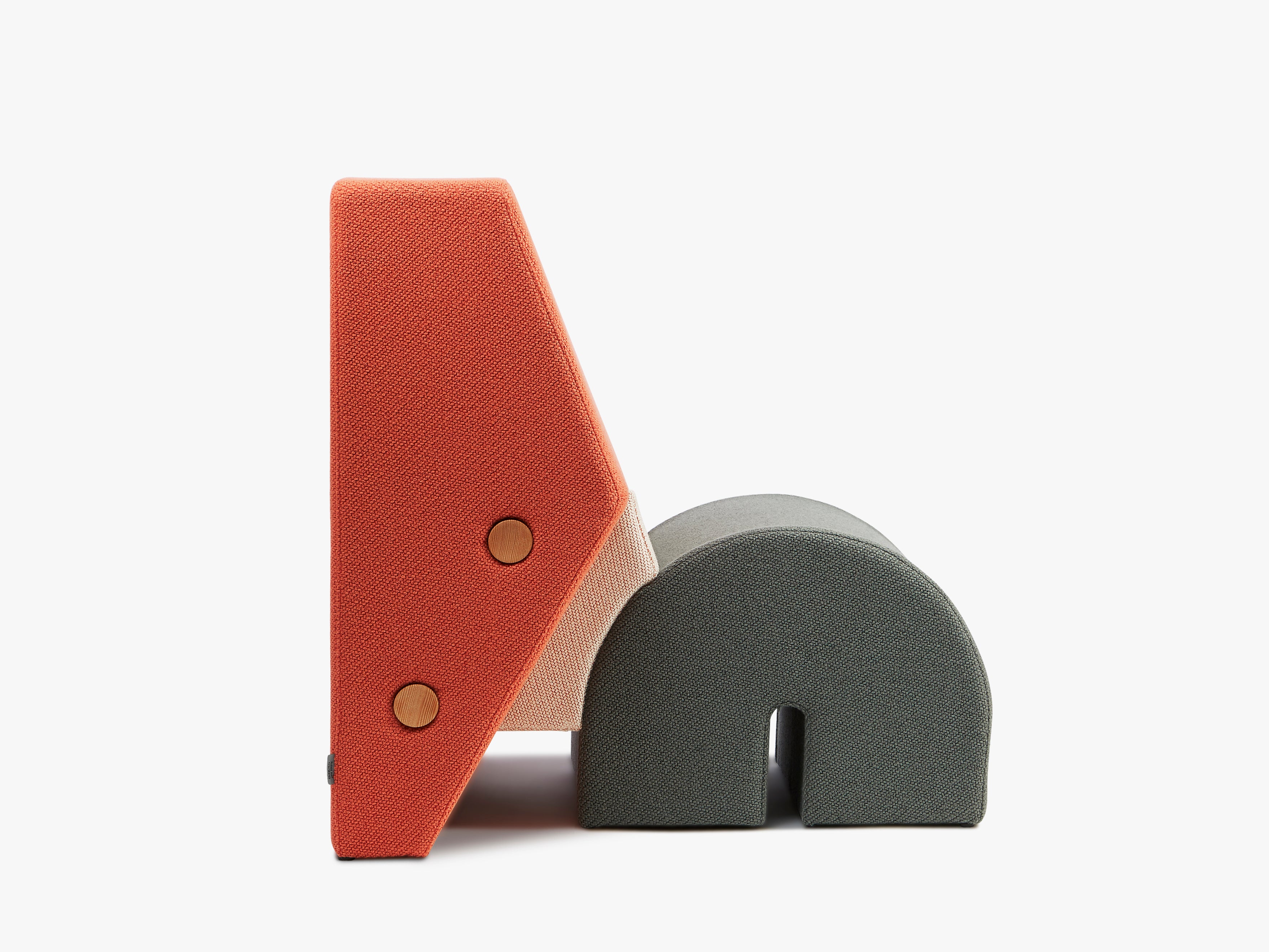 KEYSTONE armchair in orange with beige and dark gray