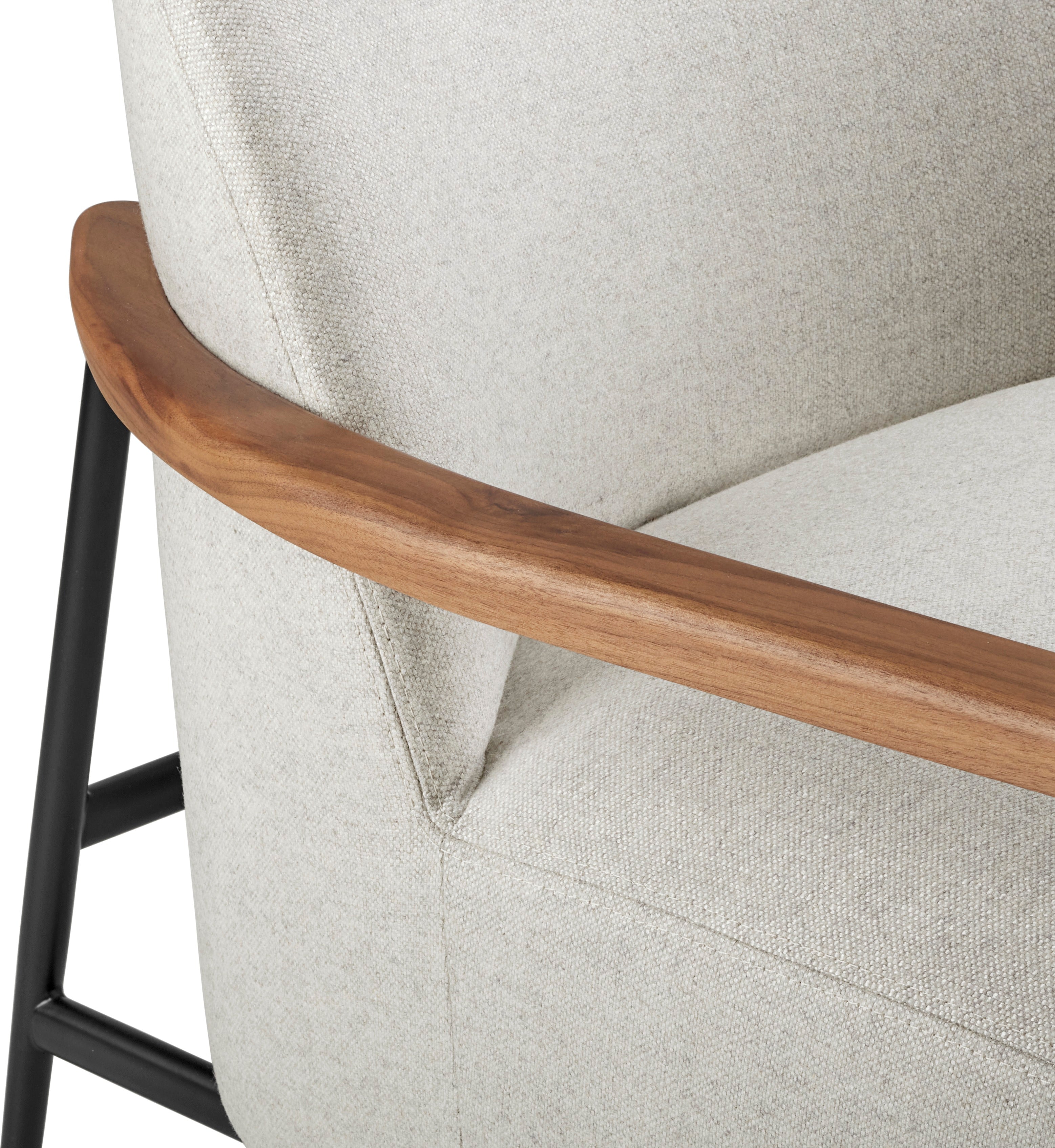 SEJOUR upholstered armchair with black base