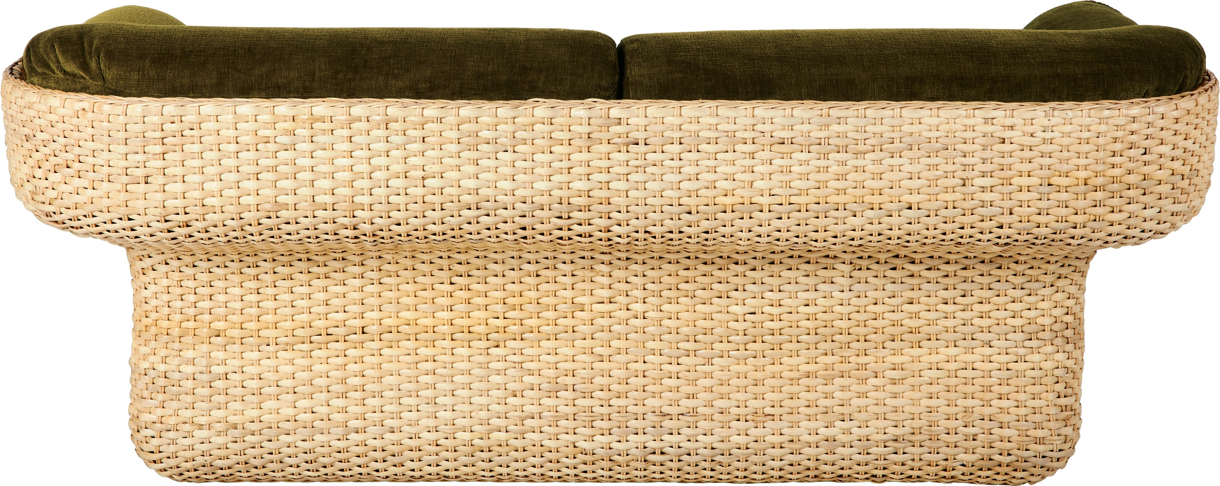 2-seater BASKET sofa in green with rattan