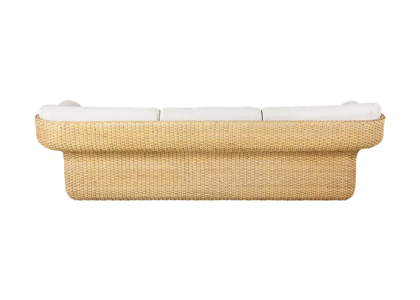 3-seater BASKET sofa in white with rattan