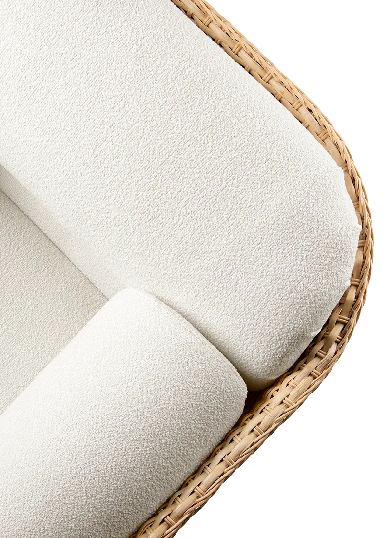 3-seater BASKET sofa in white with rattan