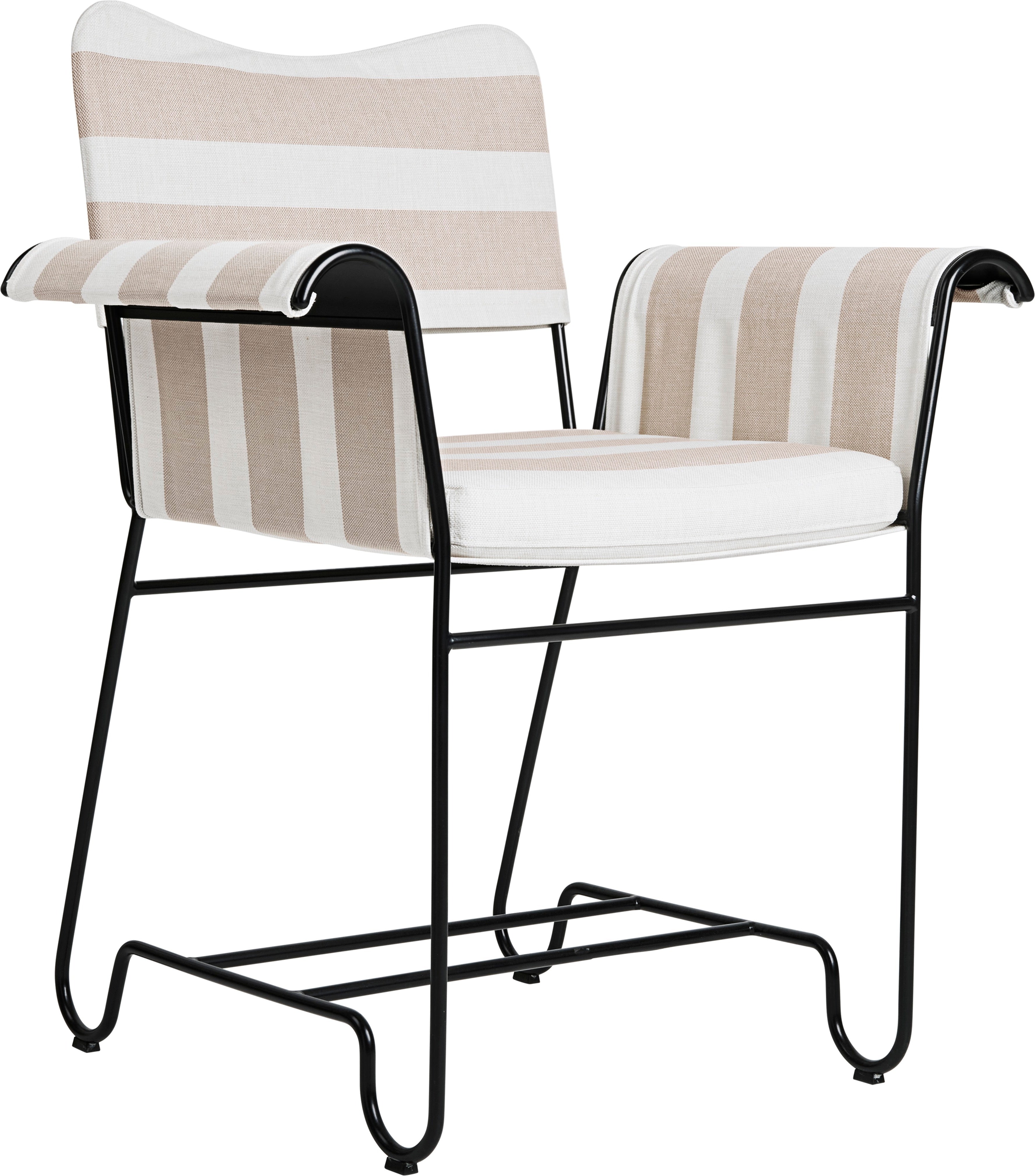 TROPIQUE garden chair in beige and white with a black steel base
