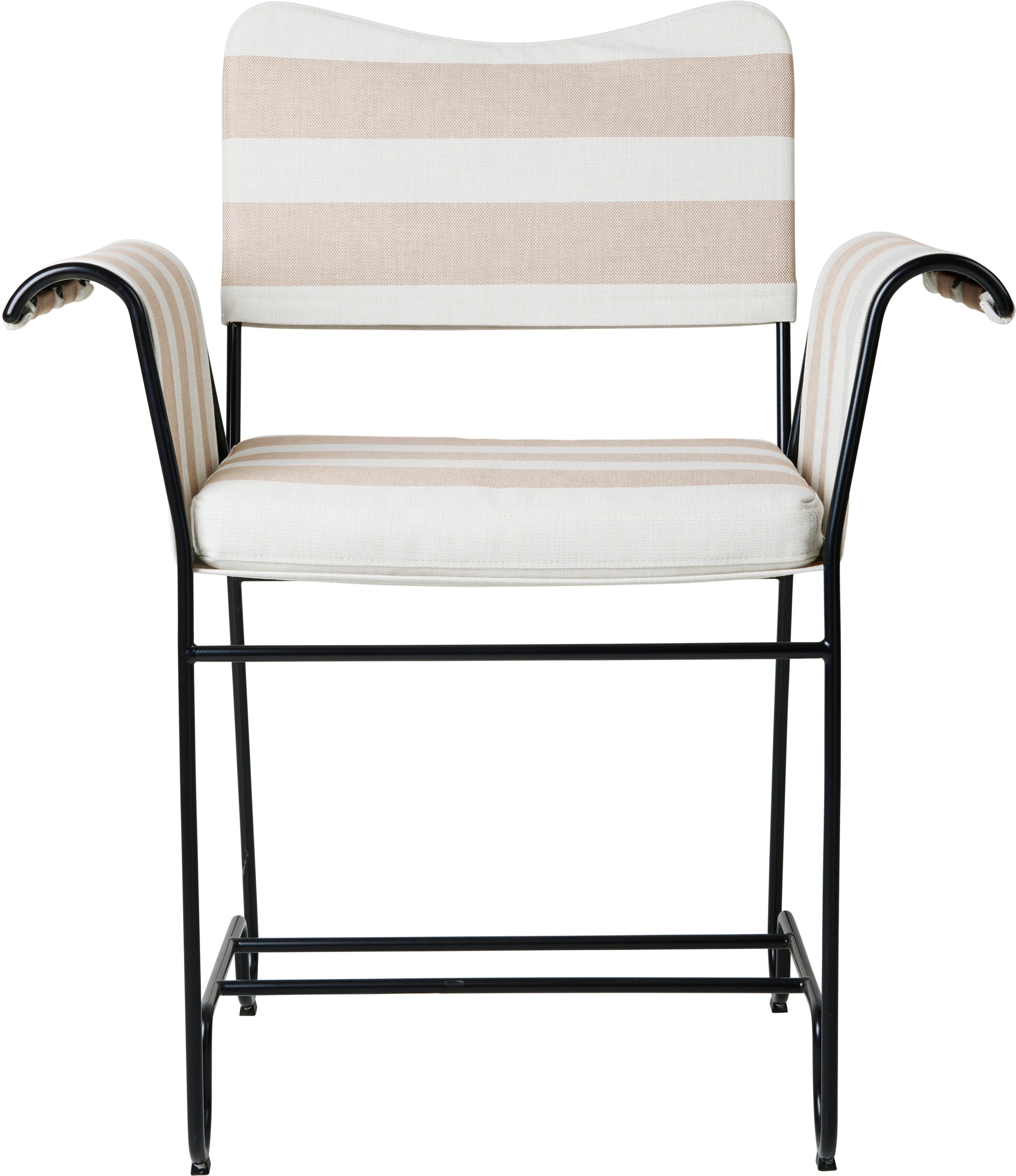 TROPIQUE garden chair in beige and white with a black steel base