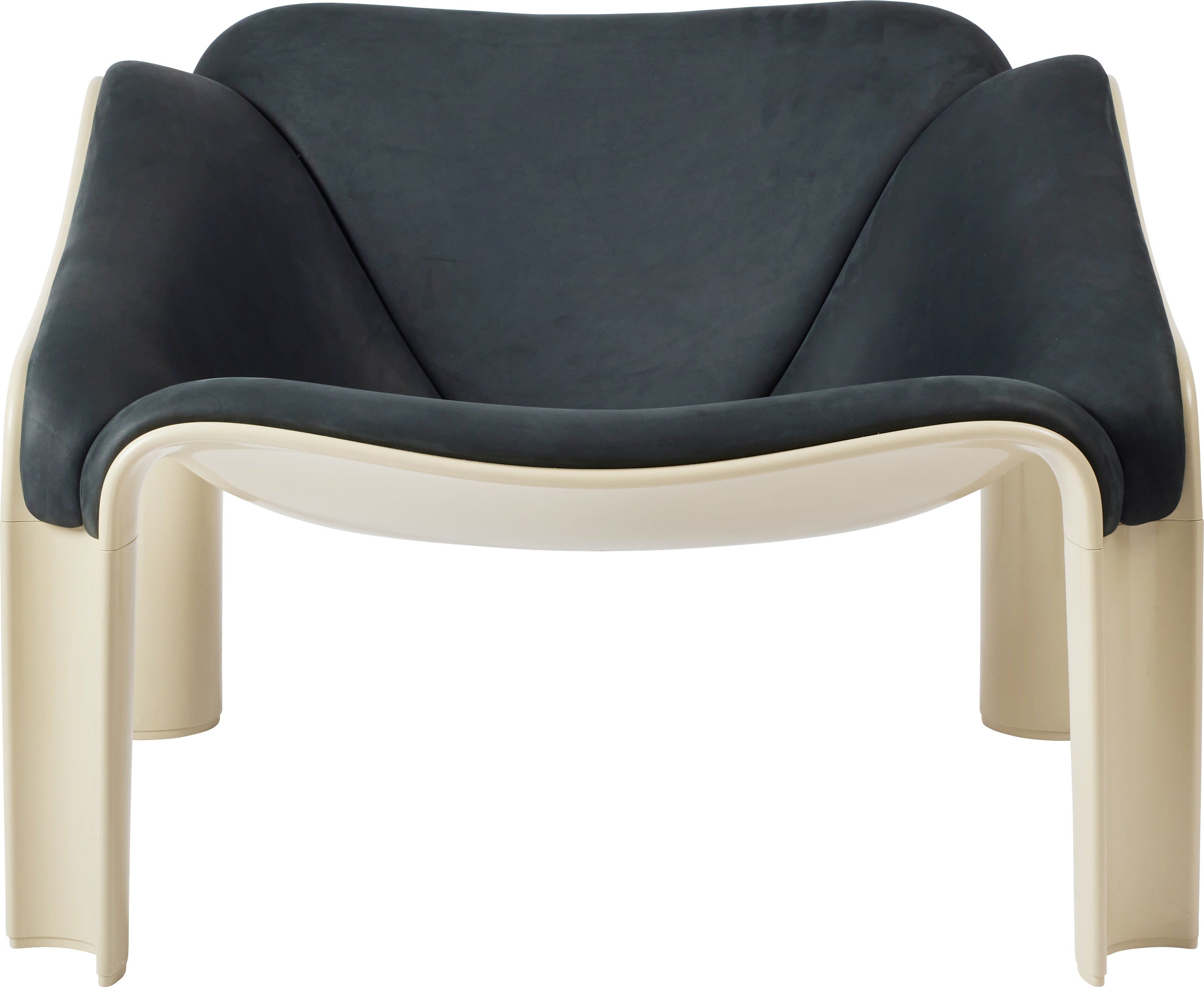 F300 Armchair in Navy Leather with Cream Base