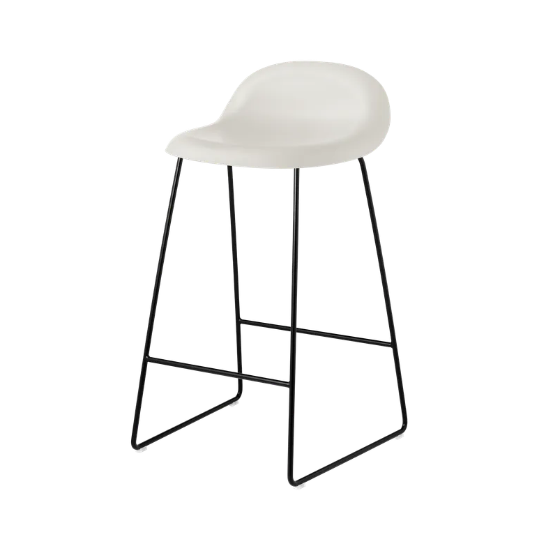 GUBI 3D stool with a white seat and black base