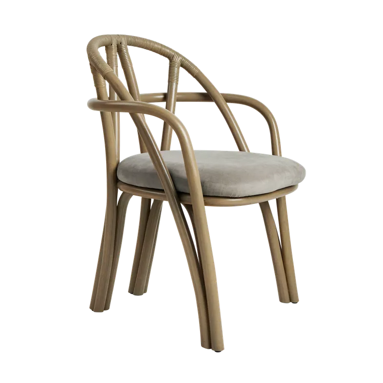 Křeslo BISTRA čalouněné s olivovým ratanovým podstavcem