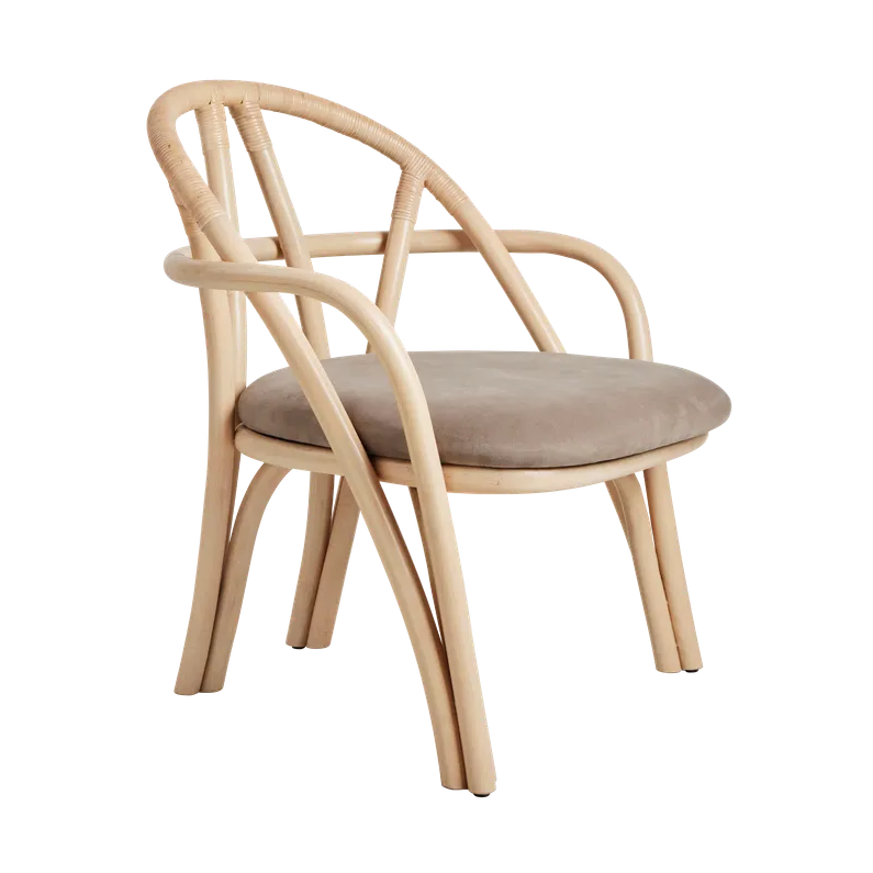 Upholstered BISTRA Armchair with Rattan Base