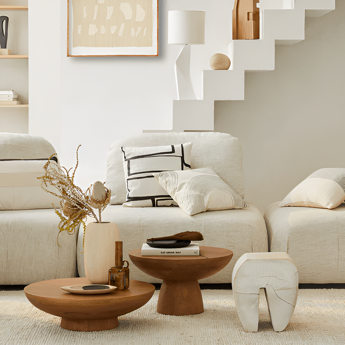 Arte white pillow with black print