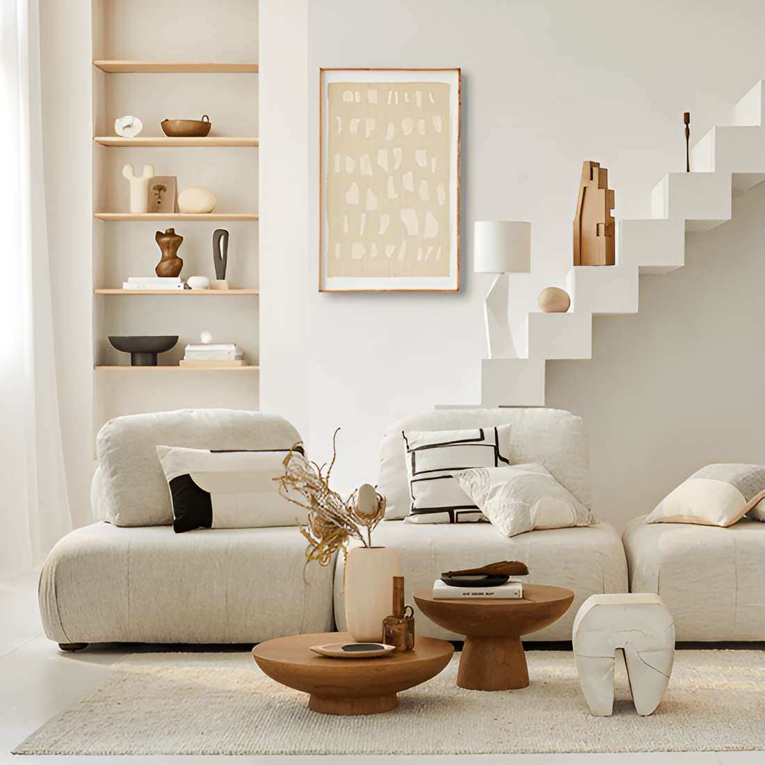 Stolní lampa MiYUKI bílá keramika s bavlněným stínidlem