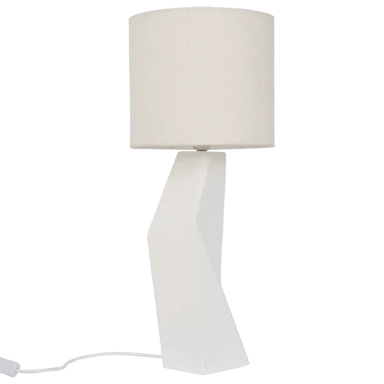 Stolní lampa MiYUKI bílá keramika s bavlněným stínidlem