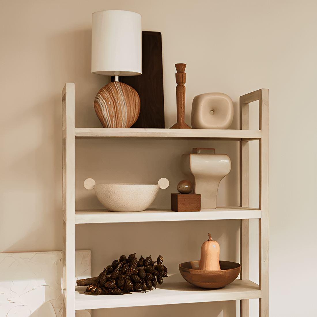 Stolní lampa VITA dolomit s bavlněným stínidlem