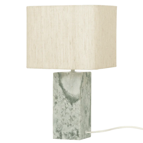 Stolní lampa SUVI zelený mramor s béžovým lnem