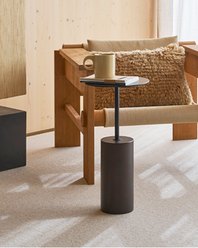 Macy side table and a black top with a wooden base