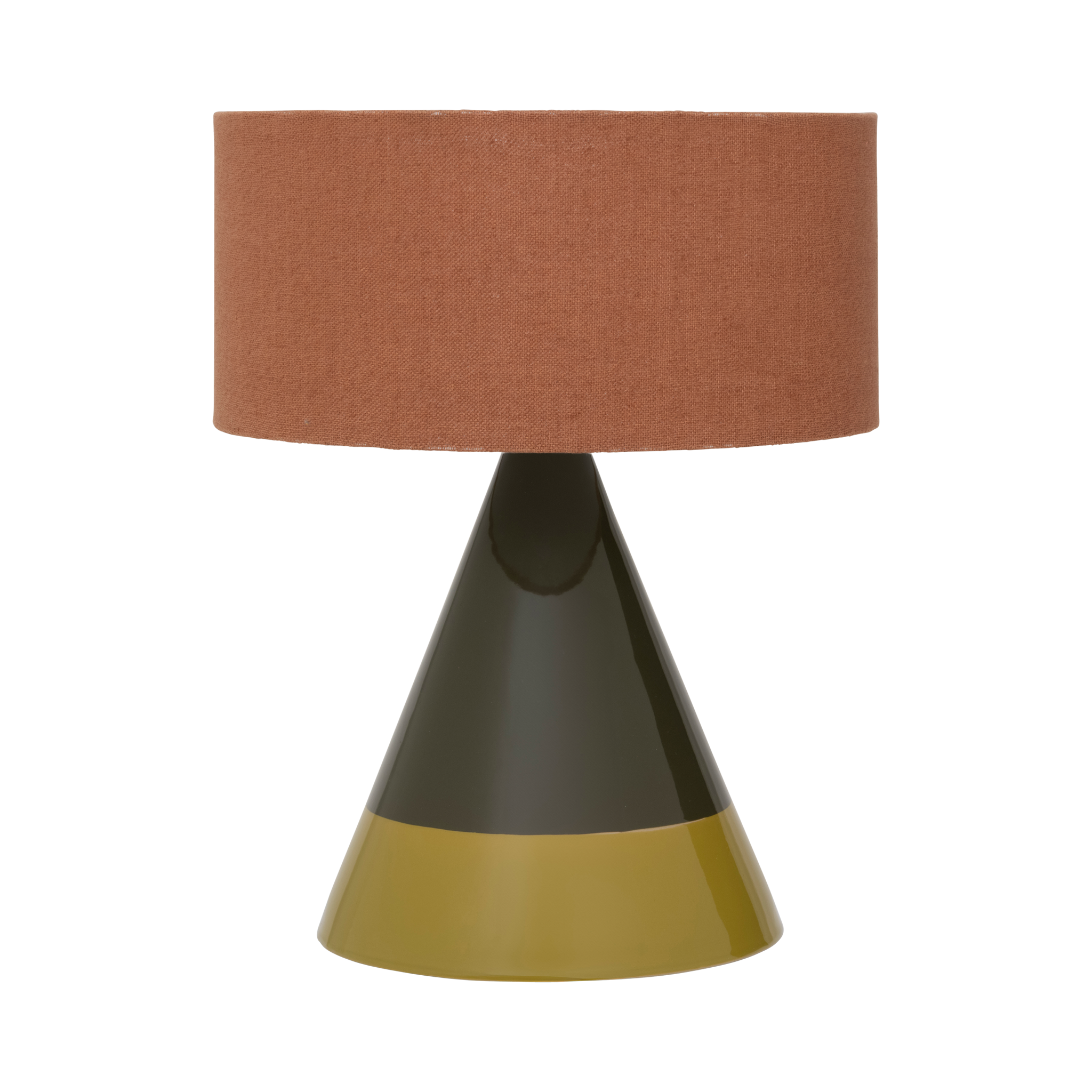 RAIKAS Coral Table Lamp with Linen Shade and Green Base