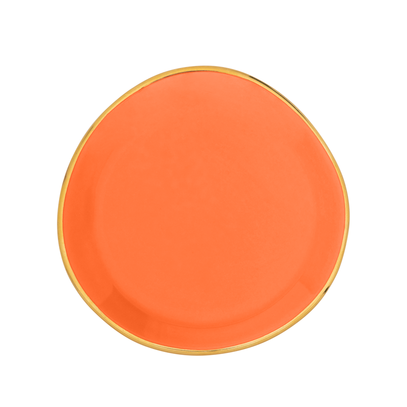 GOOD MORNING orange plate with gold finish