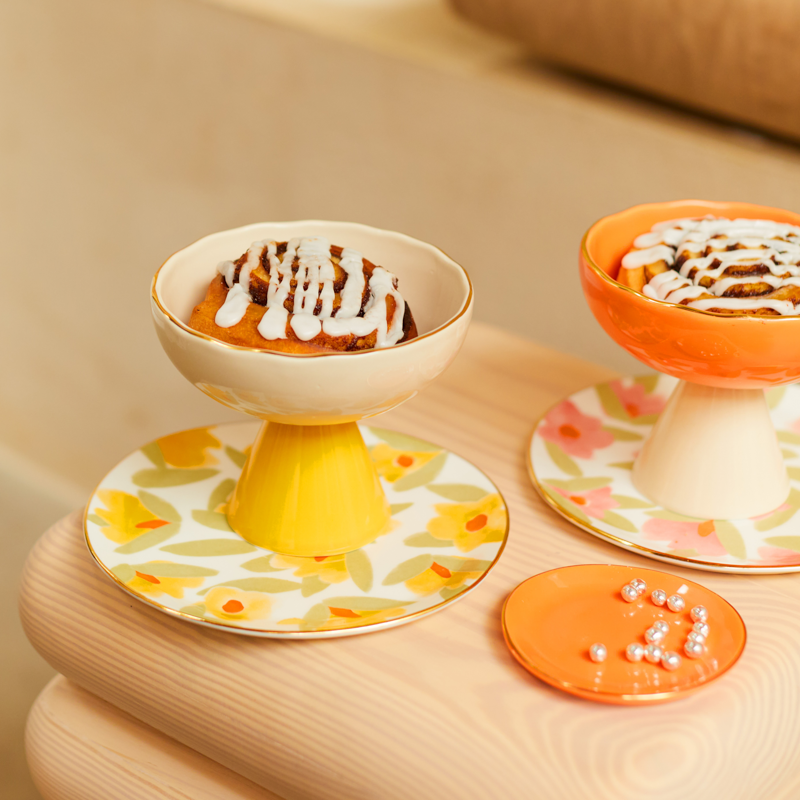 GOOD MORNING orange plate with gold finish