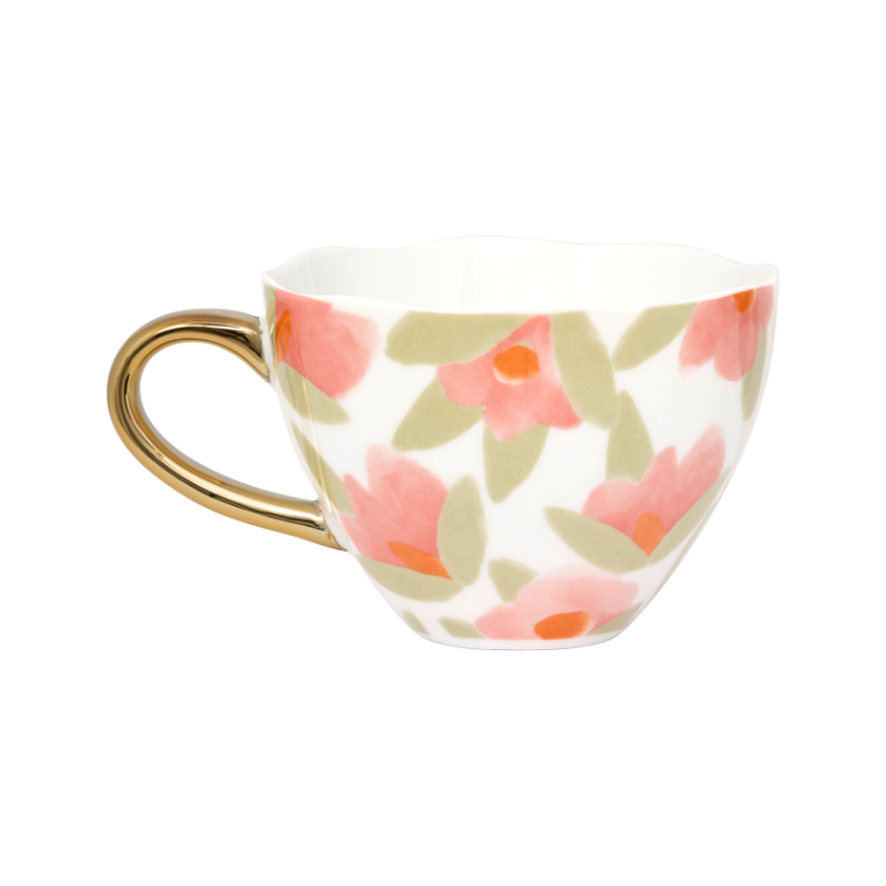 Hrnek na cappuccino LILJA růžový květinový motiv
